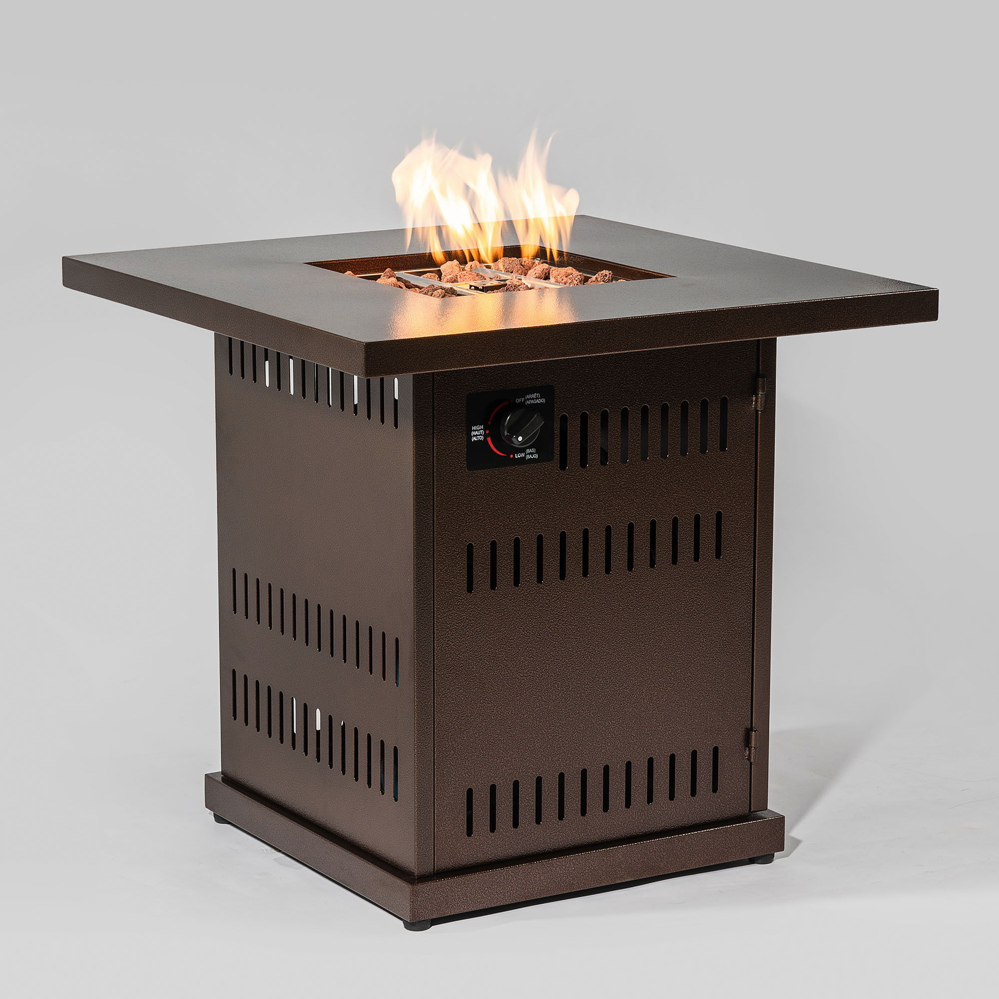 28" Propane Gas Fire Pit Table, 50000 Btu Square Steel Fire Pit For Outside Patio Deck Garden Courtyard - Brown - Best Buy Furniture