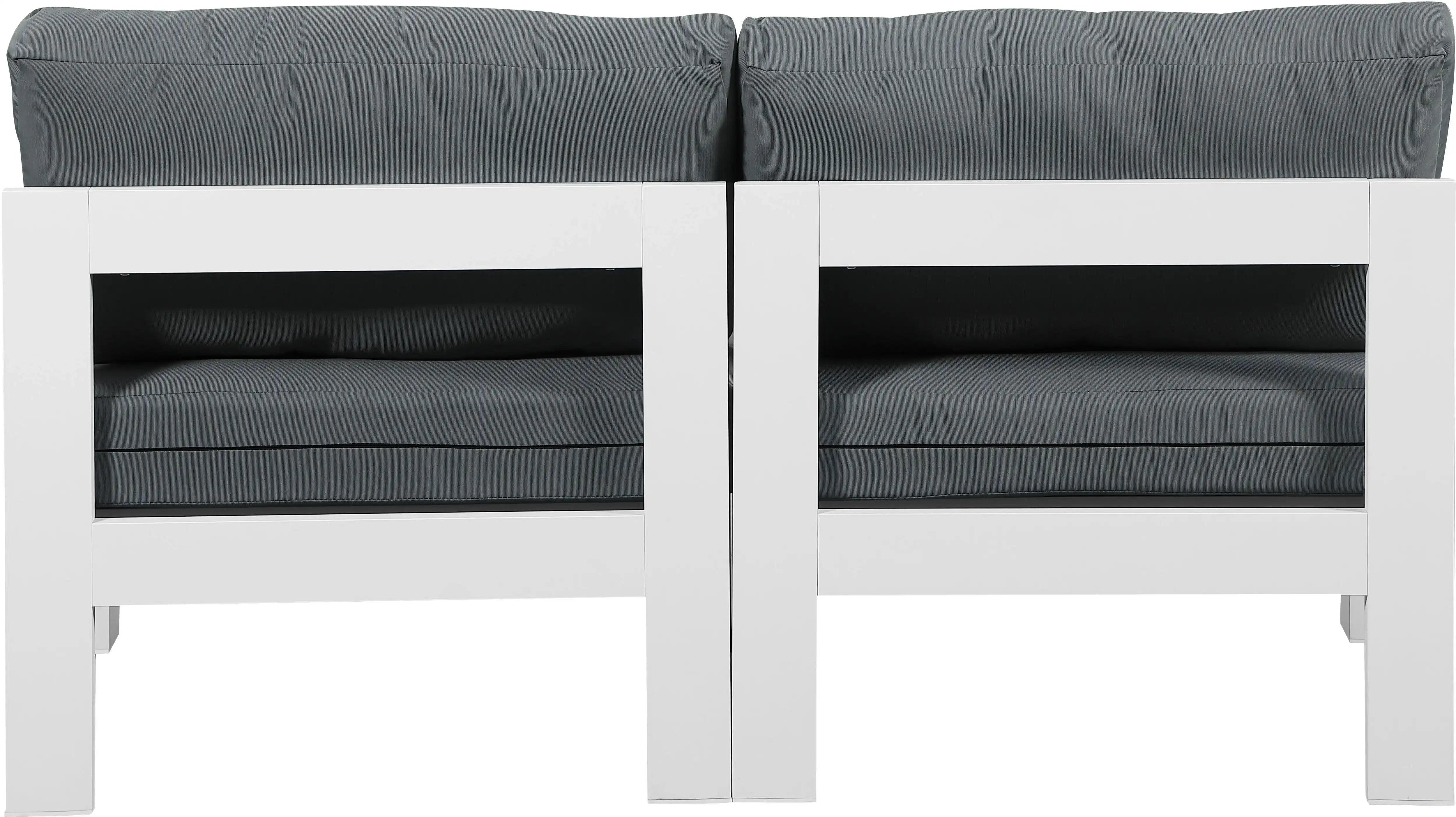 Nizuc - Outdoor Patio 2 Seat Armless Modular Sofa With White Frame - Best Buy Furniture