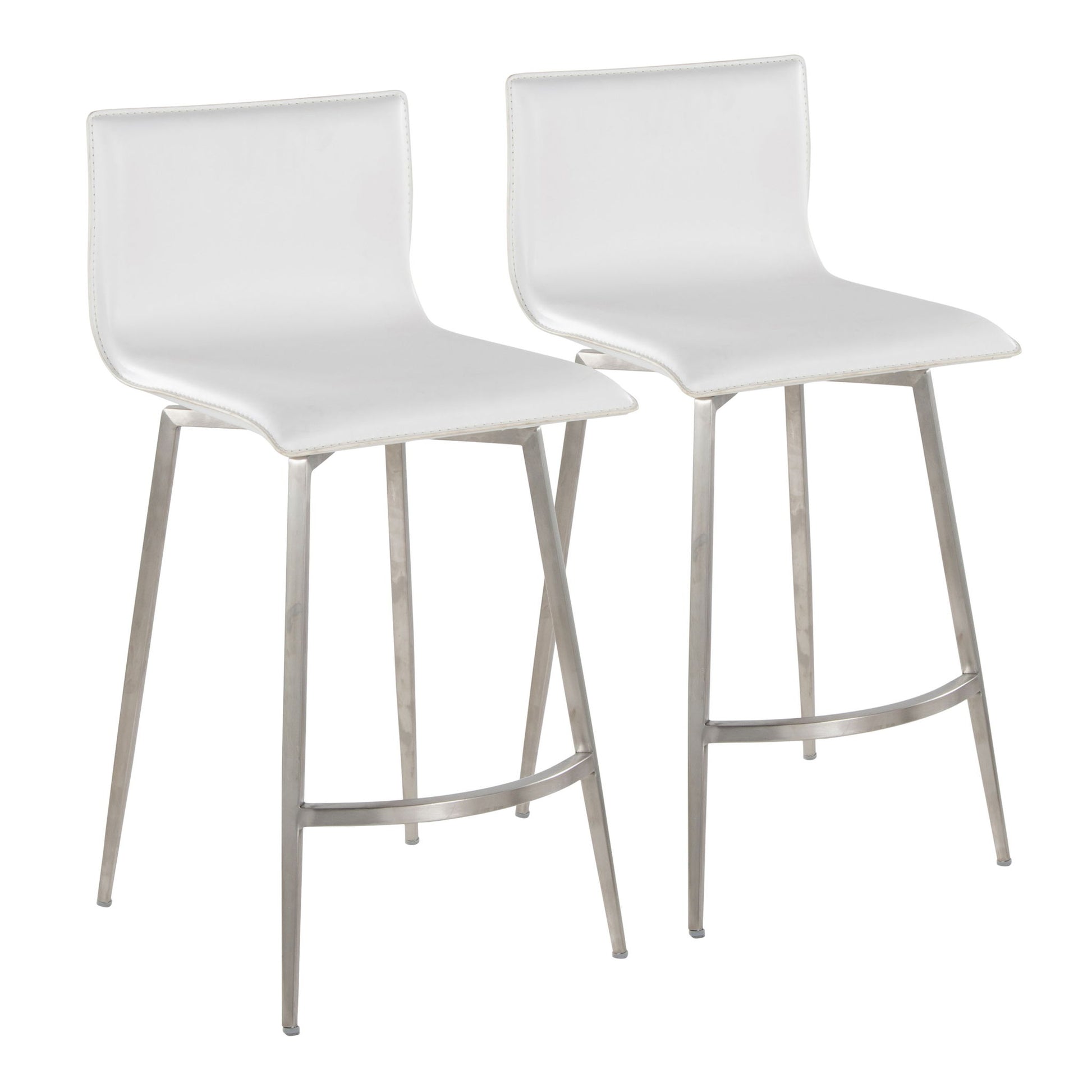 Mara - Upholstered Contemporary Fixed Height Counter Stool With Swivel (Set of 2) - White - Best Buy Furniture