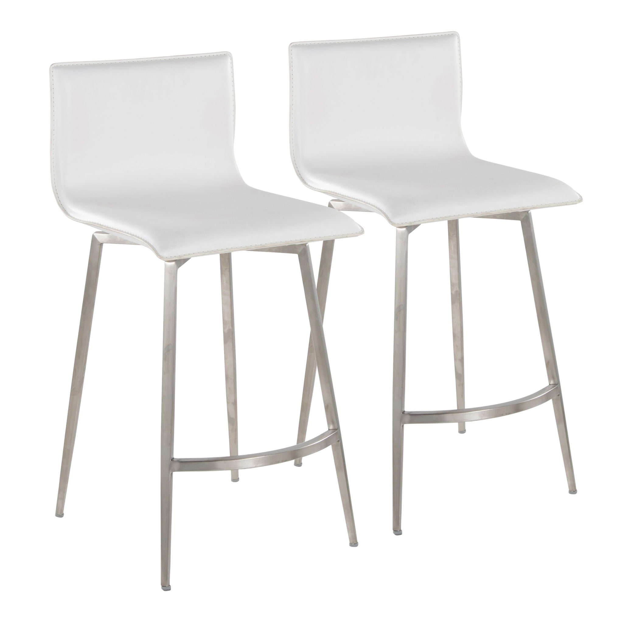 Mara - Upholstered Contemporary Fixed Height Counter Stool With Swivel (Set of 2) - White - Best Buy Furniture