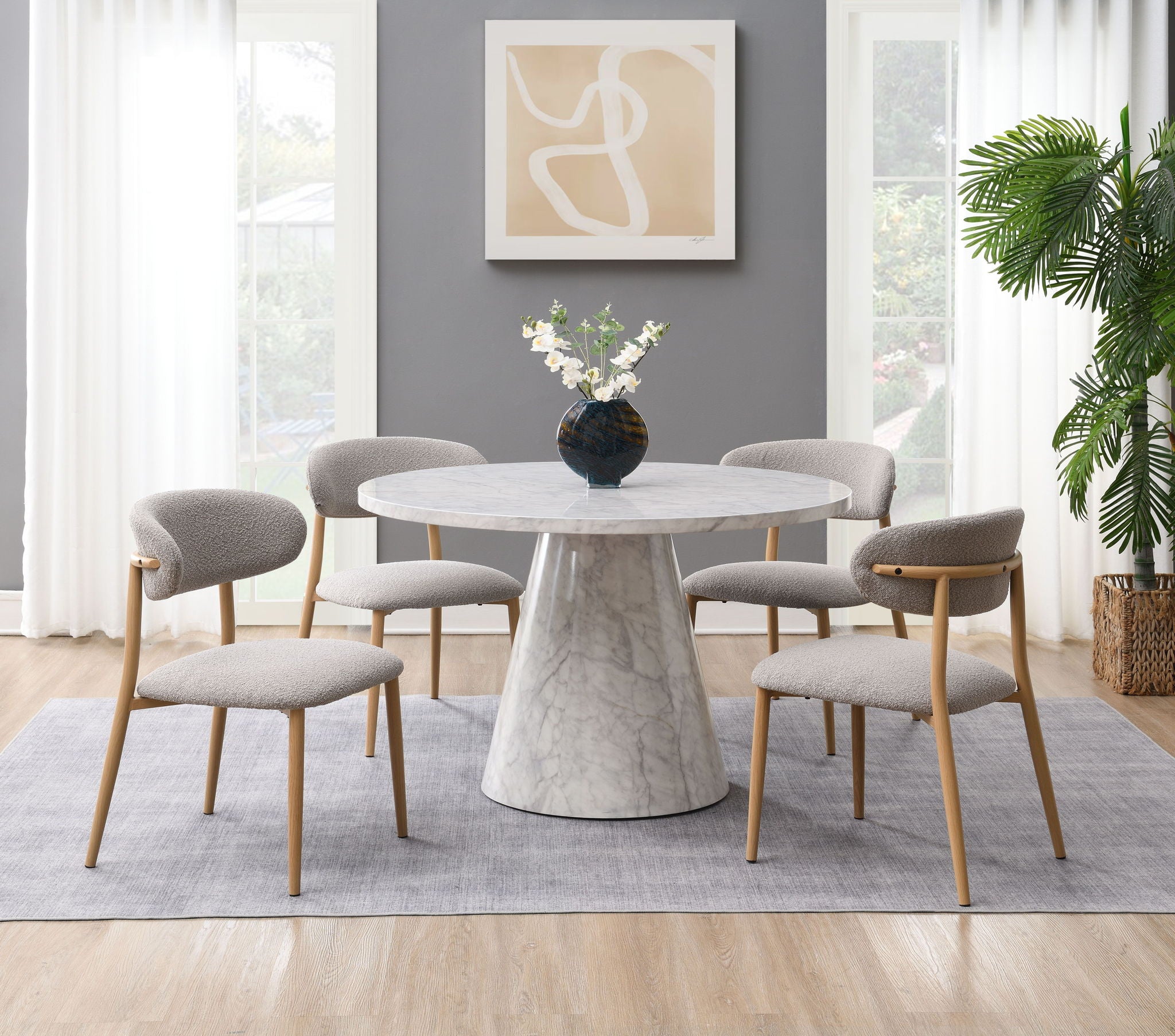 Kacey - 5 Piece Round Table Dining Room Set With Chairs - Natural - Best Buy Furniture