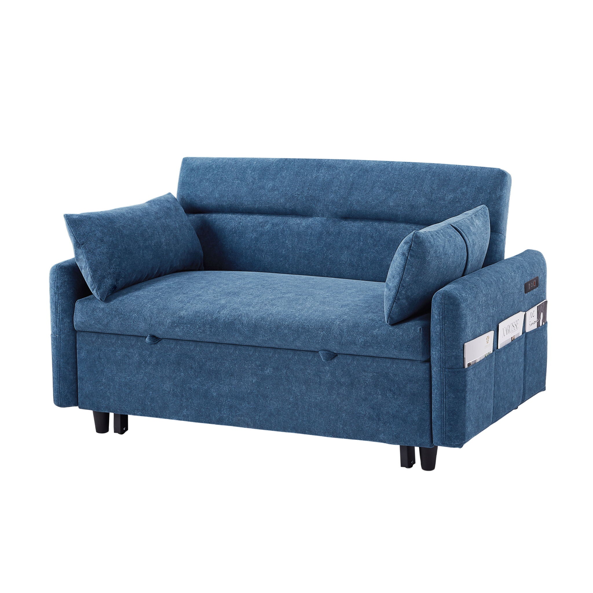 Pull Out Sleep Sofa Bed Loveseats Sofa Couch With Adjsutable Backrest, Storage Pockets, 2 Soft Pillows, USB Ports For Living Room, Bedroom, Apartment, Office - Best Buy Furniture