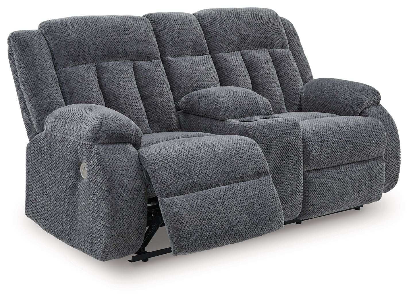 Observation - Double Reclining Power Loveseat With Console - Steel - Best Buy Furniture