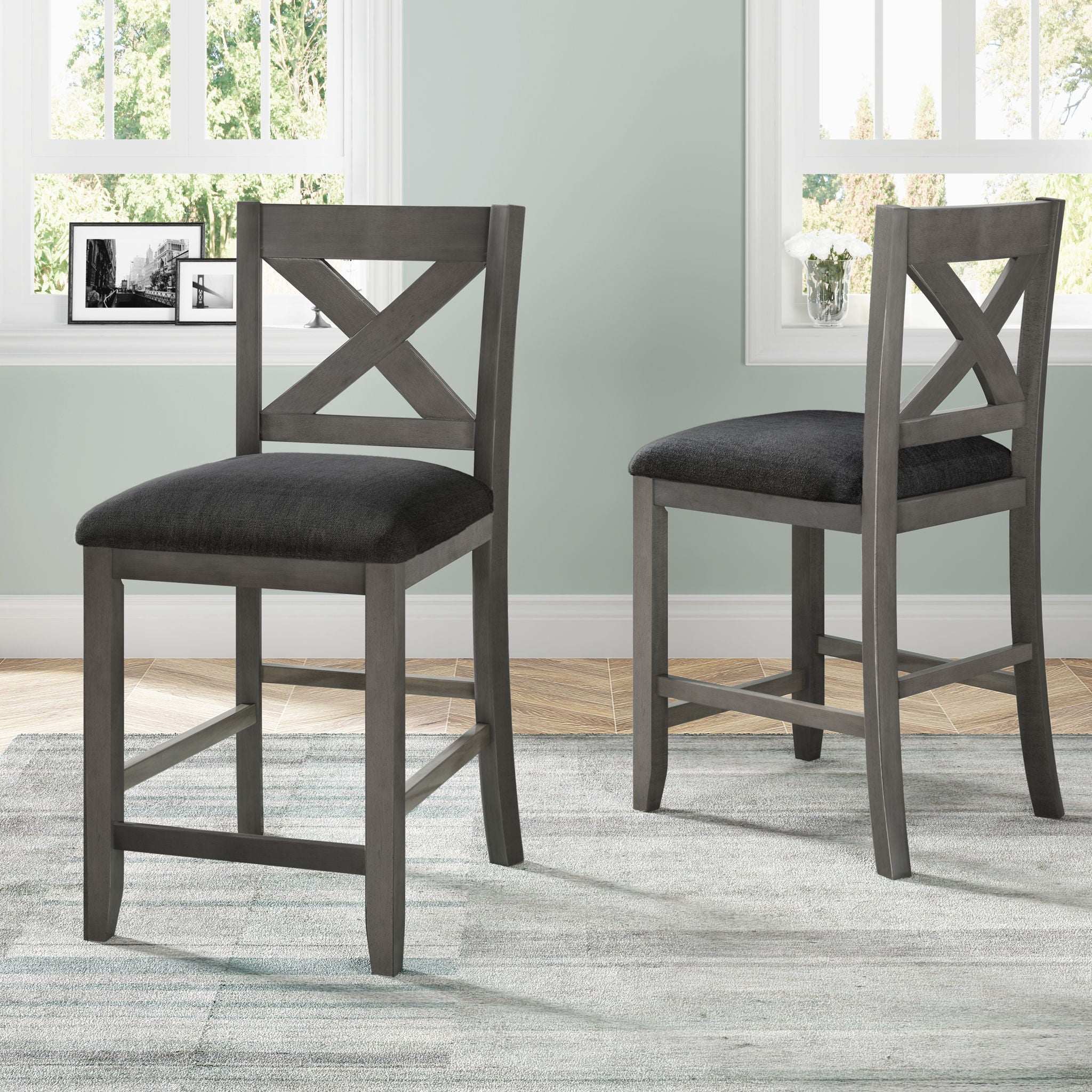 5 Pieces Counter Height Rustic Farmhouse Dining Room Wooden Bar Table Set With 2 Stools And 2 Chairs - Best Buy Furniture