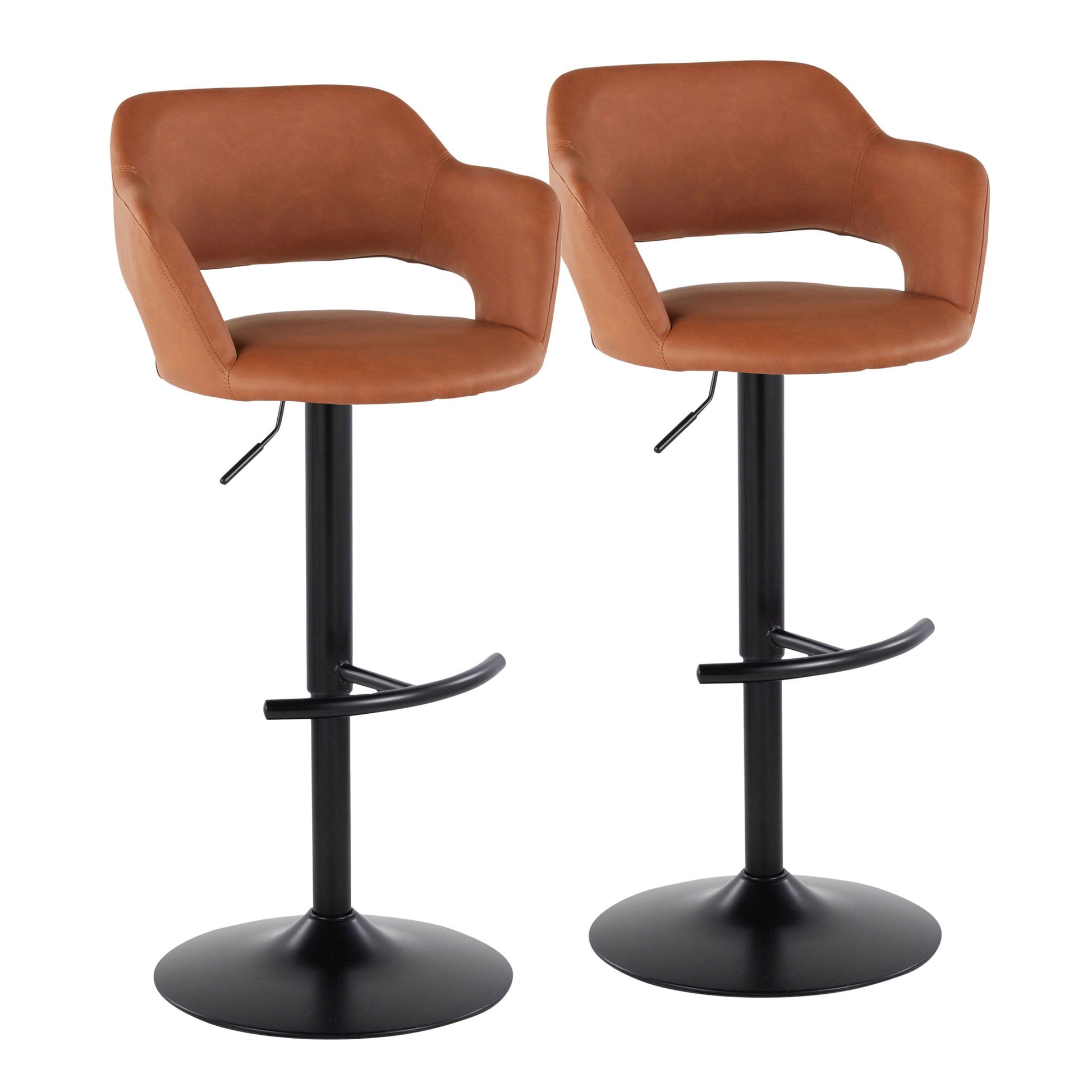 Margarite - Contemporary Adjustable Barstool With Swivel With Rounded T Footrest (Set of 2) - Best Buy Furniture