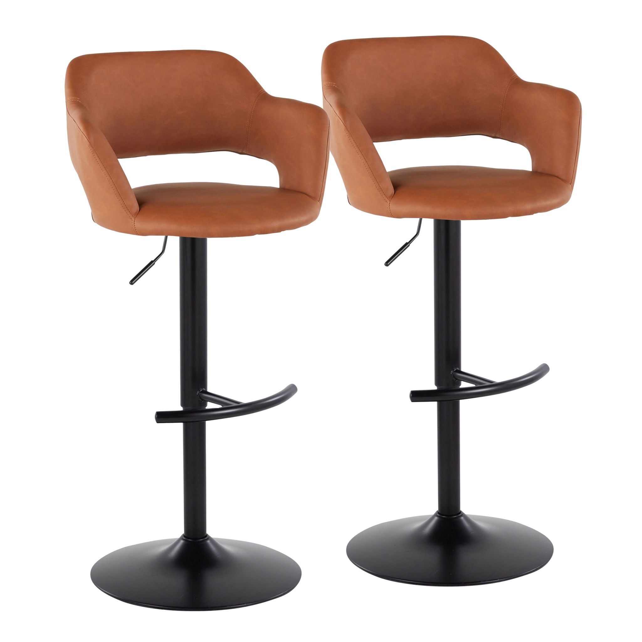 Margarite - Contemporary Adjustable Barstool With Swivel With Rounded T Footrest (Set of 2) - Best Buy Furniture