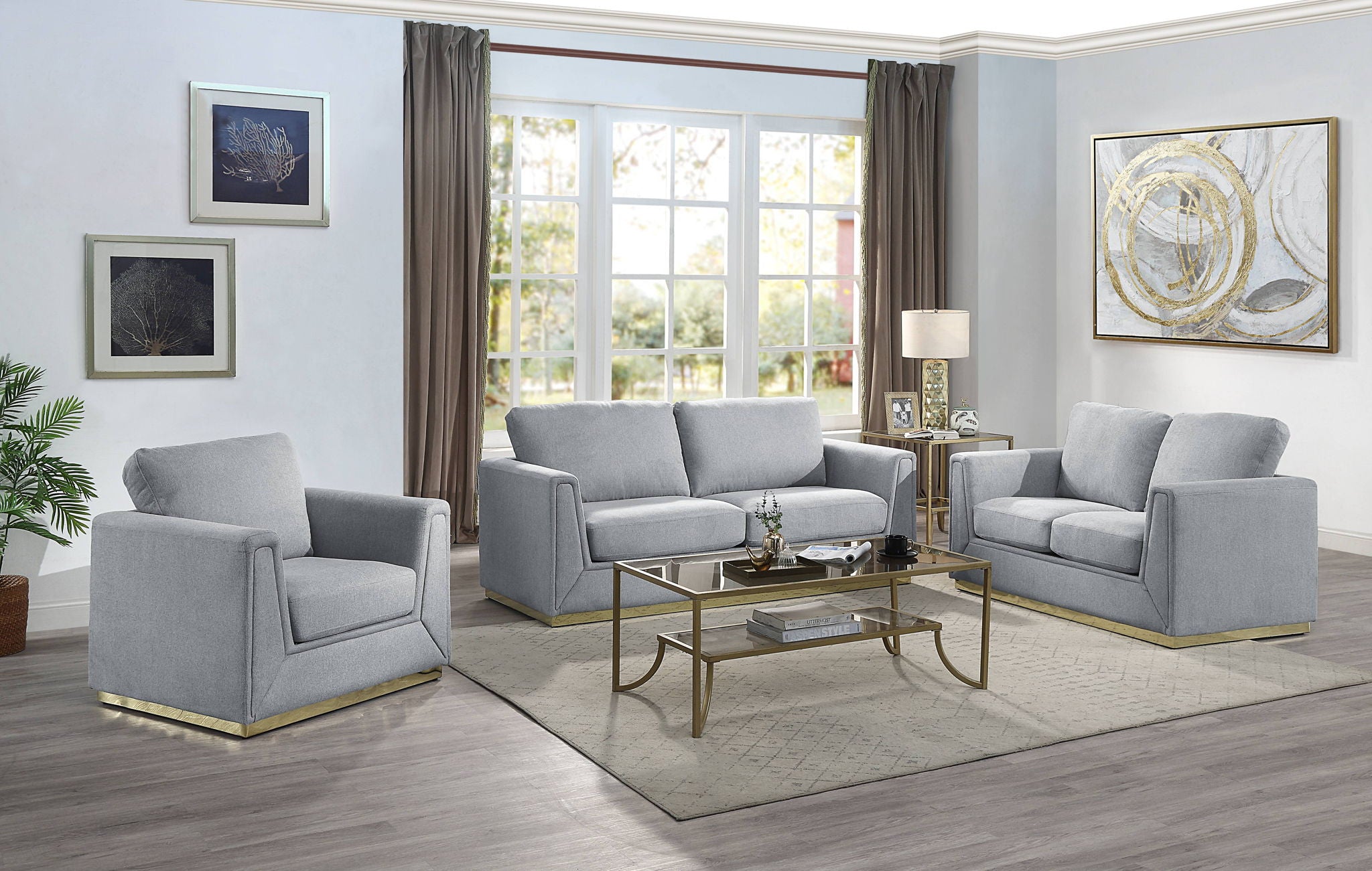 Valin - 3 Piece Living Room Set Meeting Room And Small Apartment Sofa Loveseat Chair - Gray - Best Buy Furniture