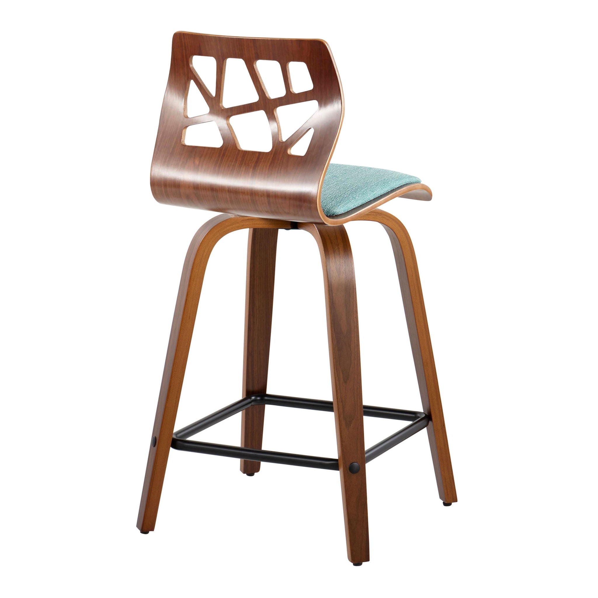 Folia - Mid Century Modern Fixed Height Counter Stool With Swivel With Square Footrest (Set of 2) - Best Buy Furniture