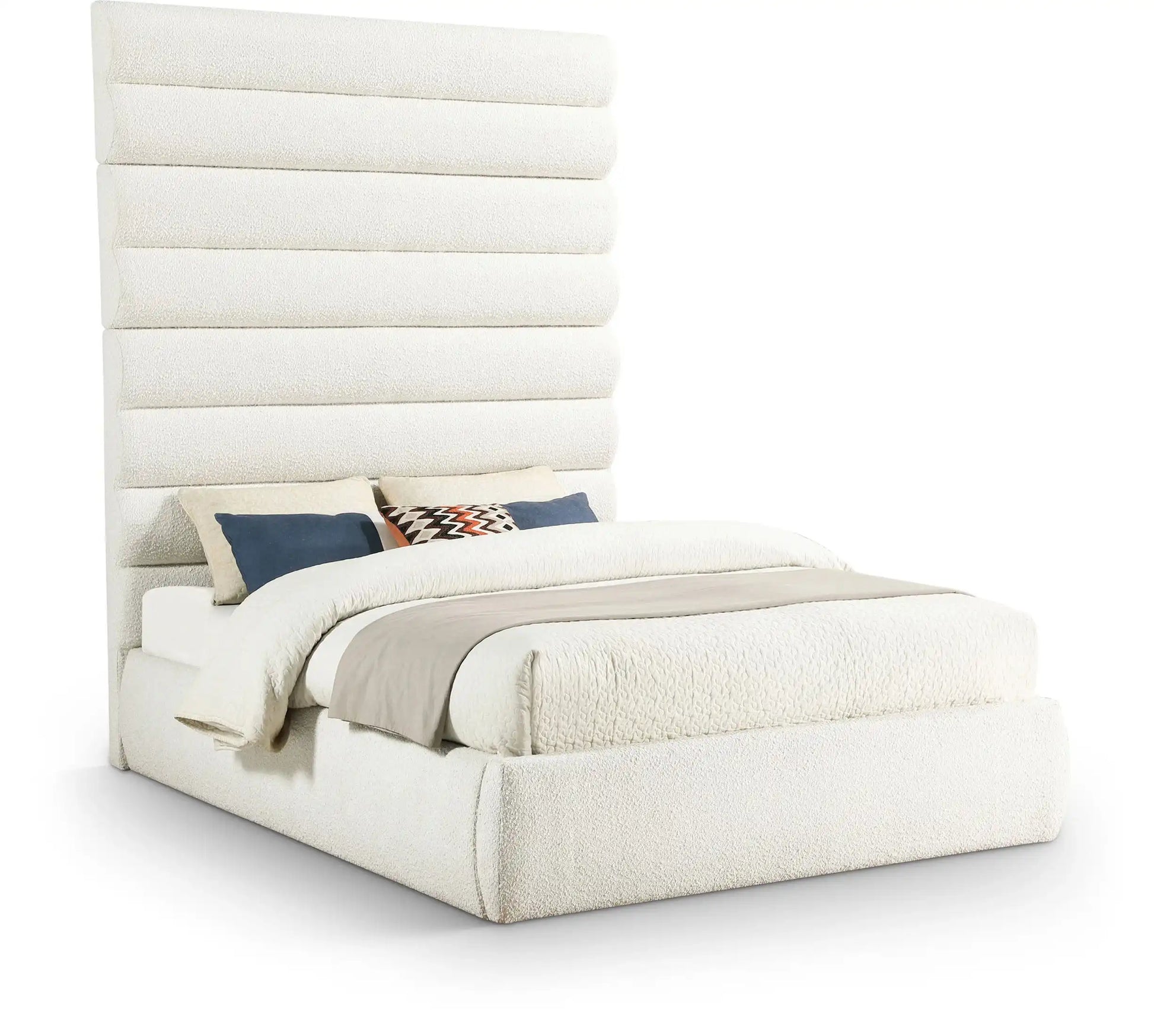 Adam - Boucle Fabric Bed With 89" Headboard - Best Buy Furniture