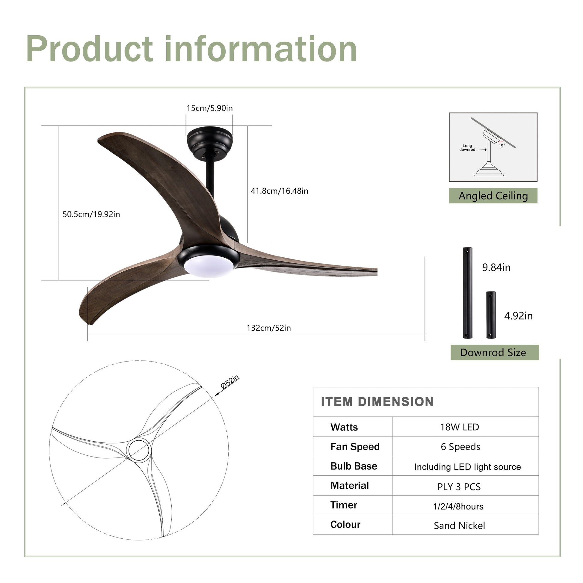 Indoor Outdoor Ceiling Fan With Light With Remote Control, Noiseless Reversible Motor, 6 Speed, 3 Color - Best Buy Furniture