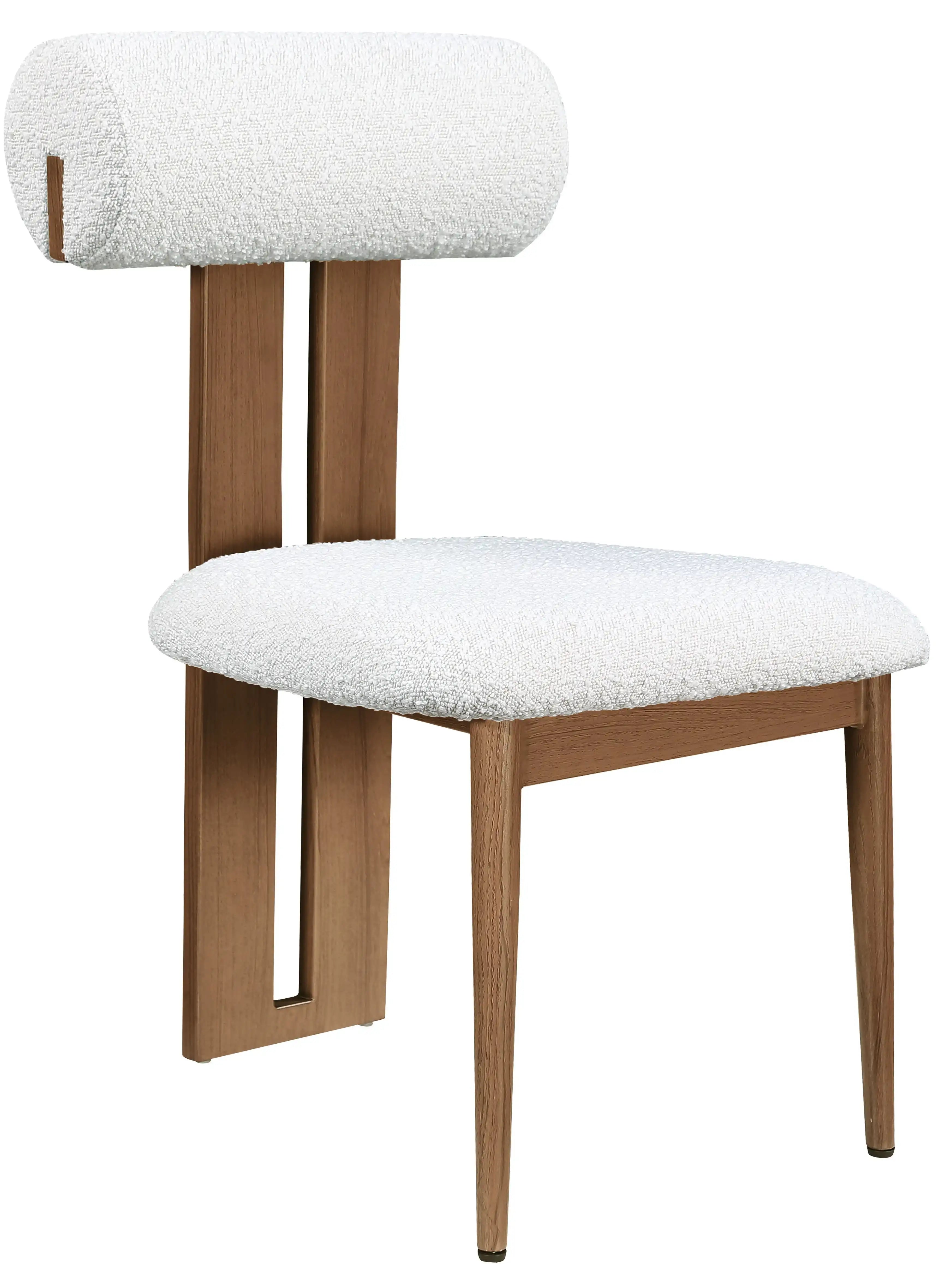 Dario - Boucle Dining Chair With Brown Frame (Set of 2) - Cream - Best Buy Furniture