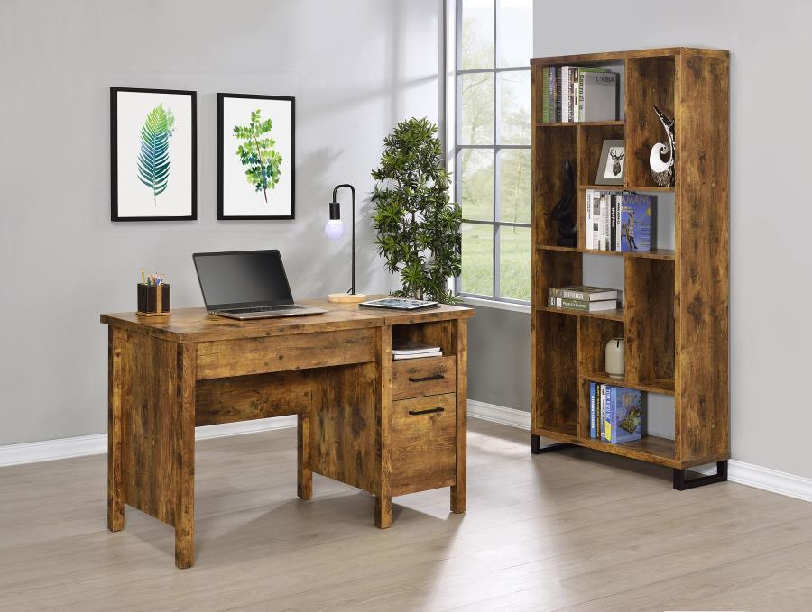 Delwin - 6-Shelf Bookshelf - Rustic Nutmeg - Best Buy Furniture