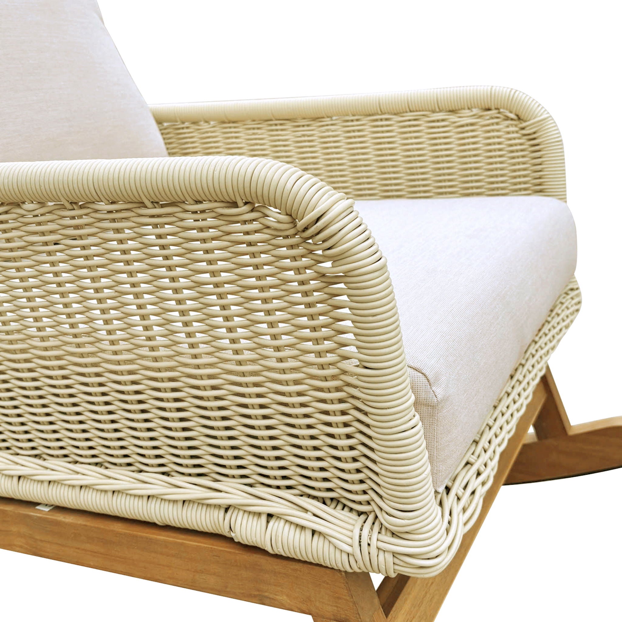 Contemporary Minimalist Wicker Rocking Chair With Soft Polyester Cushions - Best Buy Furniture