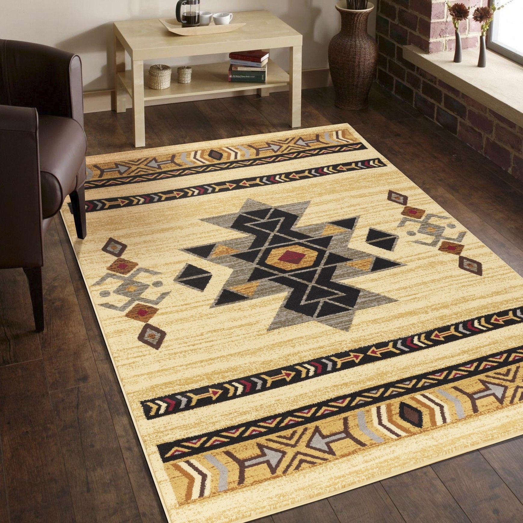 Tribes - 5'3" X 7'3" Southwest Area Rug Polypropylene - Cream - Best Buy Furniture