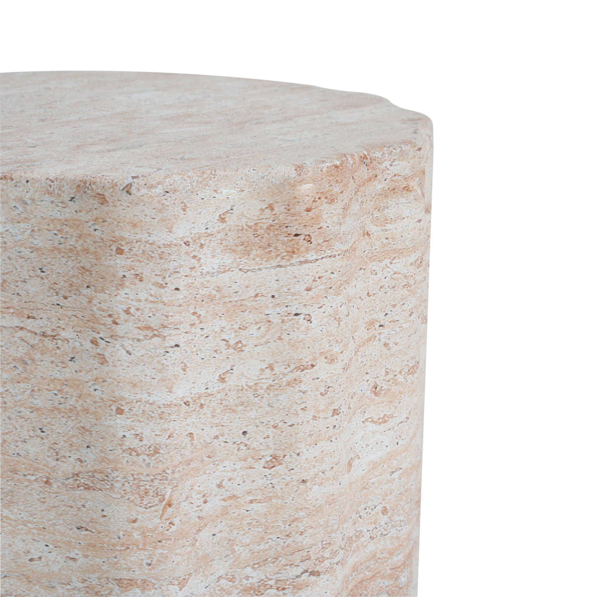 Elegant Indoor / Outdoor Lightweight Concrete Side Table With Travertine - Beige - Best Buy Furniture