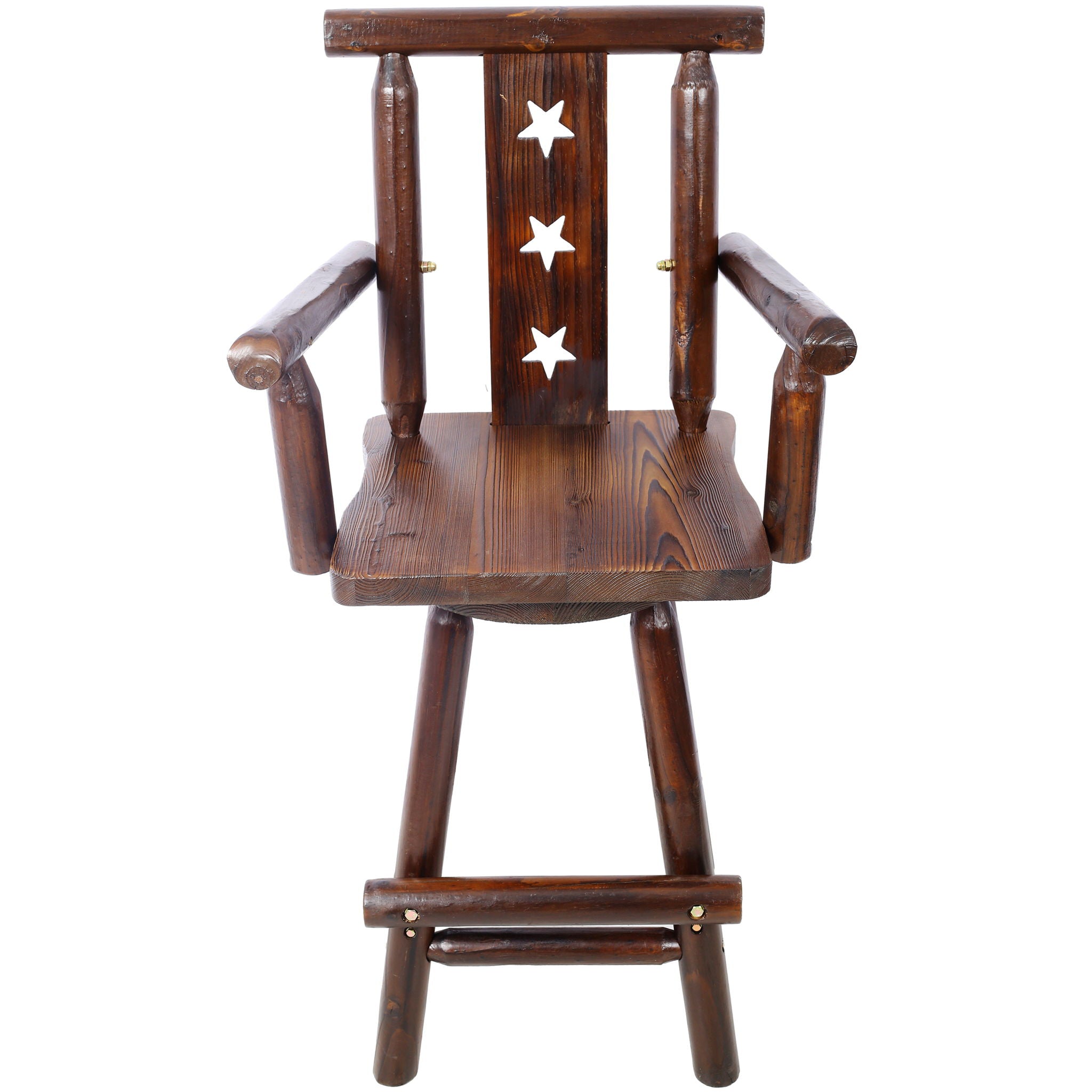 Rustic Tall Bistro Chair Decorative Star Backrest And Footrest, Fir Wood, 4 Foot - Brown - Best Buy Furniture