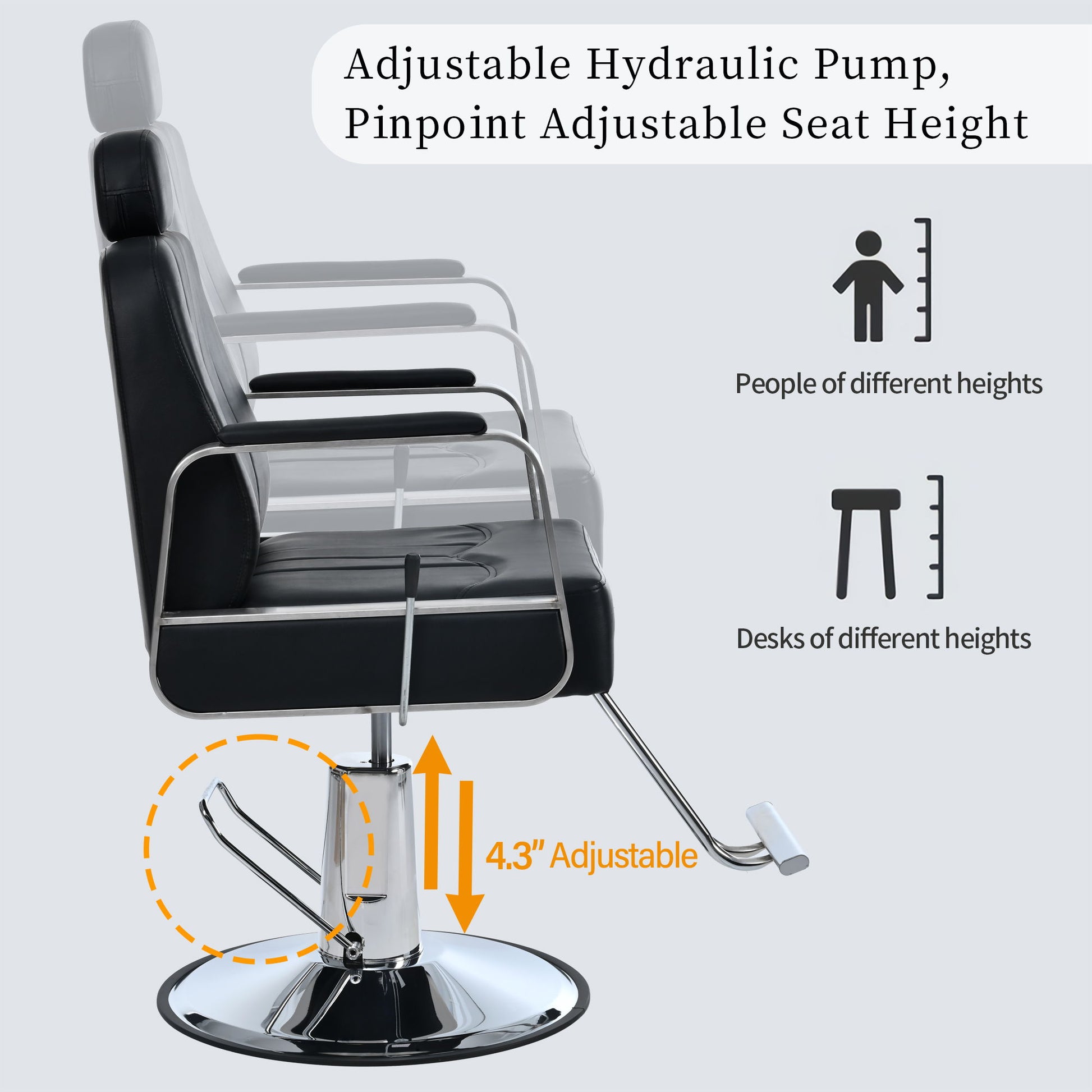 Premium Reclining Barber Chair Salon Chair For Hair Stylist With Heavy Duty Hydraulic Pump, 360° Rotation, Tattoo Chair Shampoo Beauty Salon Equipment, Max Load Weight 400 Lbs - Best Buy Furniture