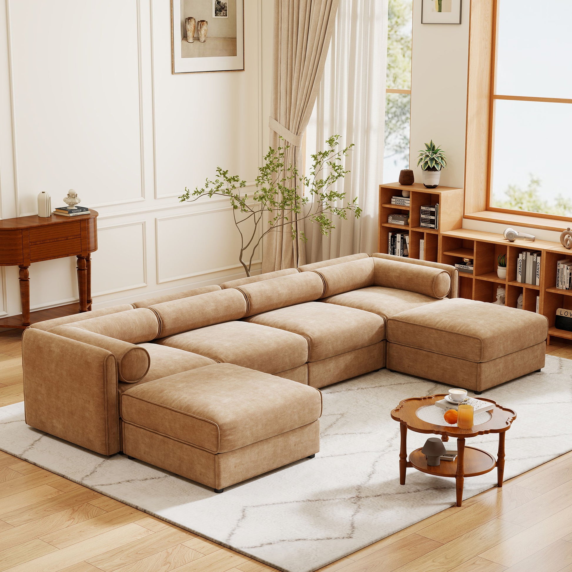 Contemporary Elegant White Chenille Sofa With Storage And Ottoman - Best Buy Furniture