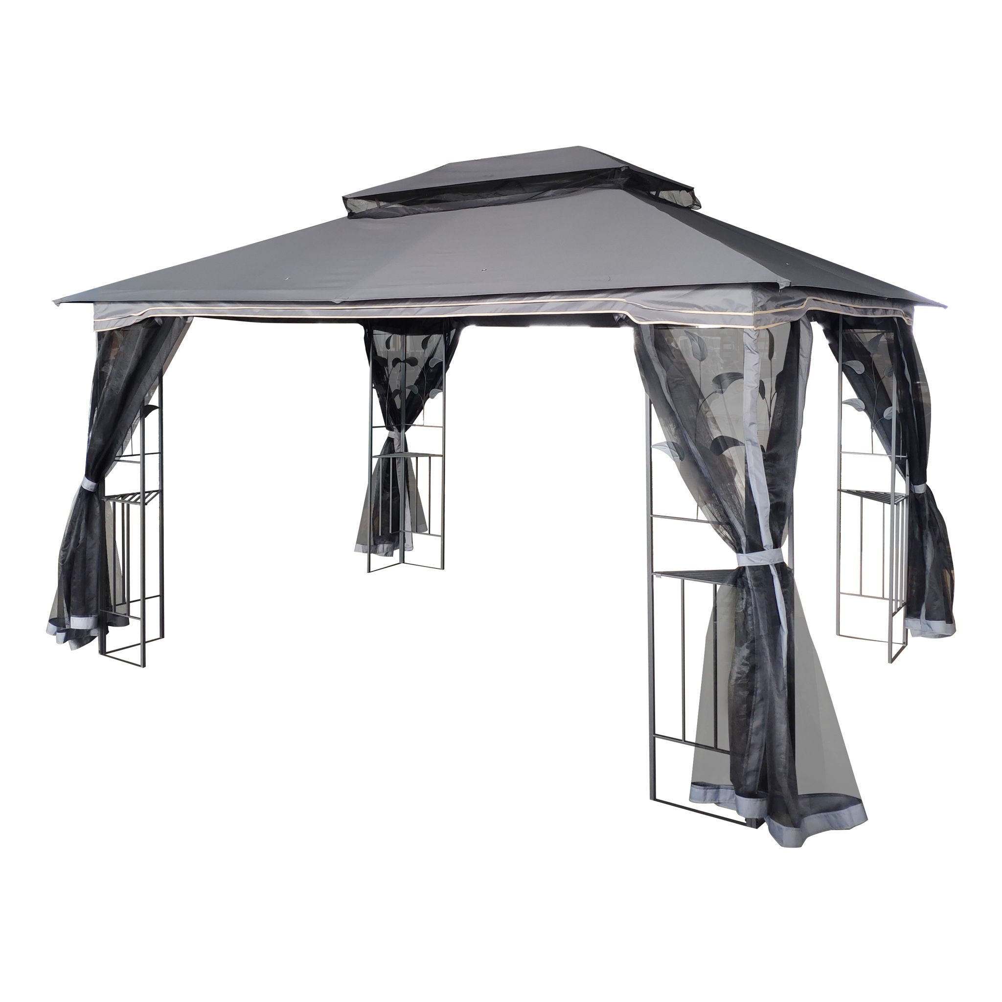 Patio Gazebo Tent With Ventilated Double Roof And Mosquito Net For Backyard Or Garden - Best Buy Furniture