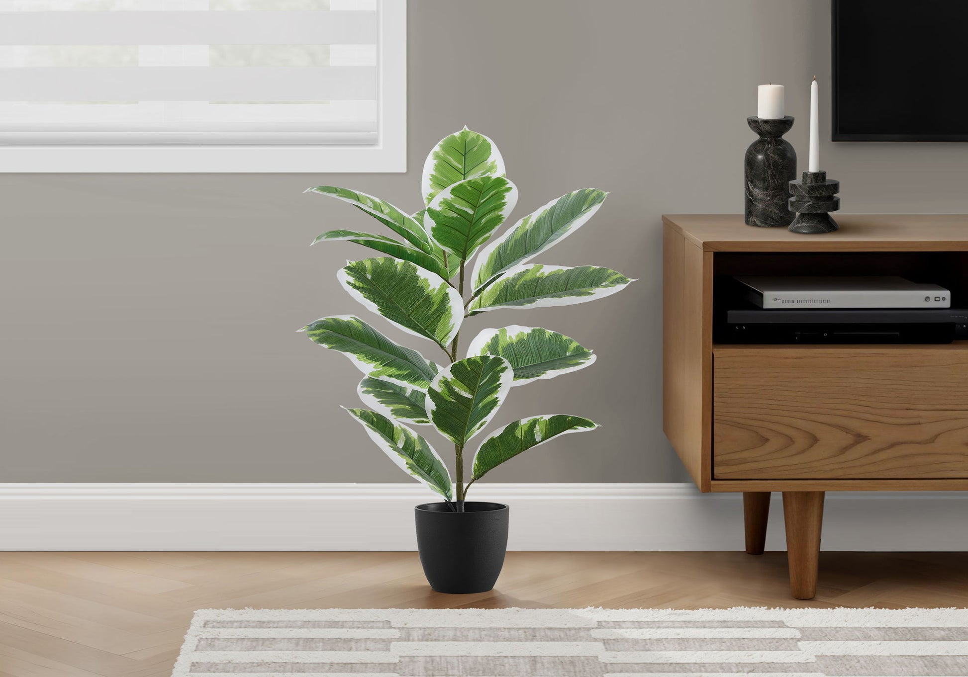 27" Tall, Artificial Plant, Rubber, Indoor, Faux, Fake, Table, Greenery, Potted, Real Touch, Decorative - Green / Black - Best Buy Furniture