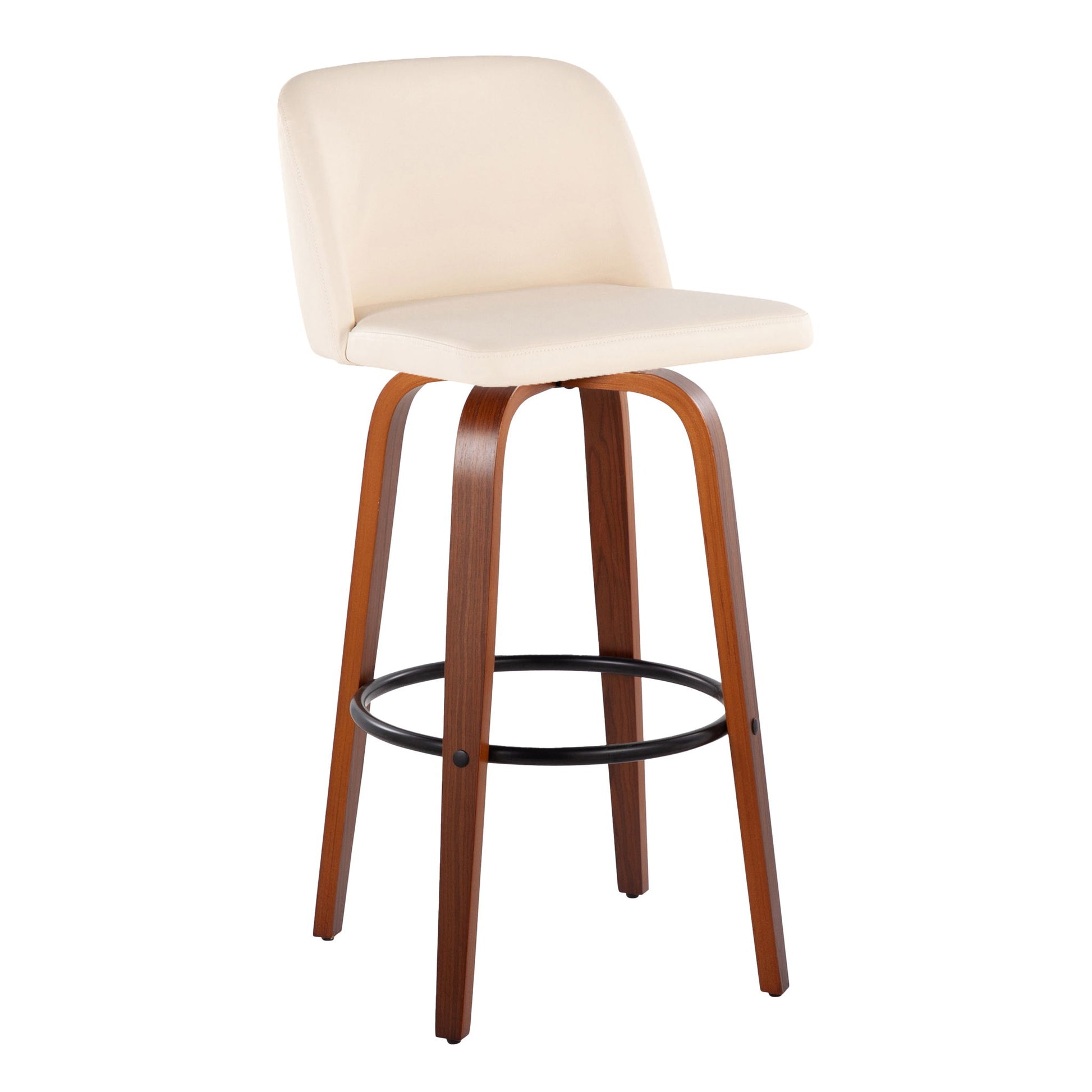 Toriano - Mid Century Modern Fixed Height Barstool Swivel And Round Footrest (Set of 2) - Best Buy Furniture