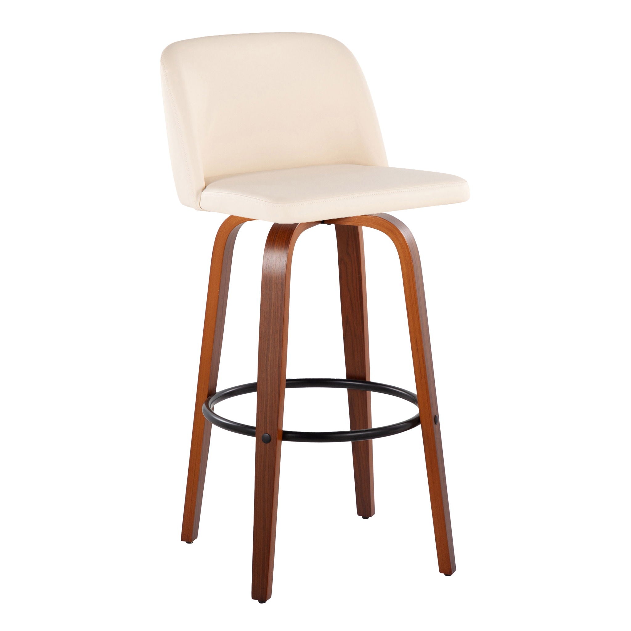 Toriano - Mid Century Modern Fixed Height Barstool Swivel And Round Footrest (Set of 2) - Best Buy Furniture