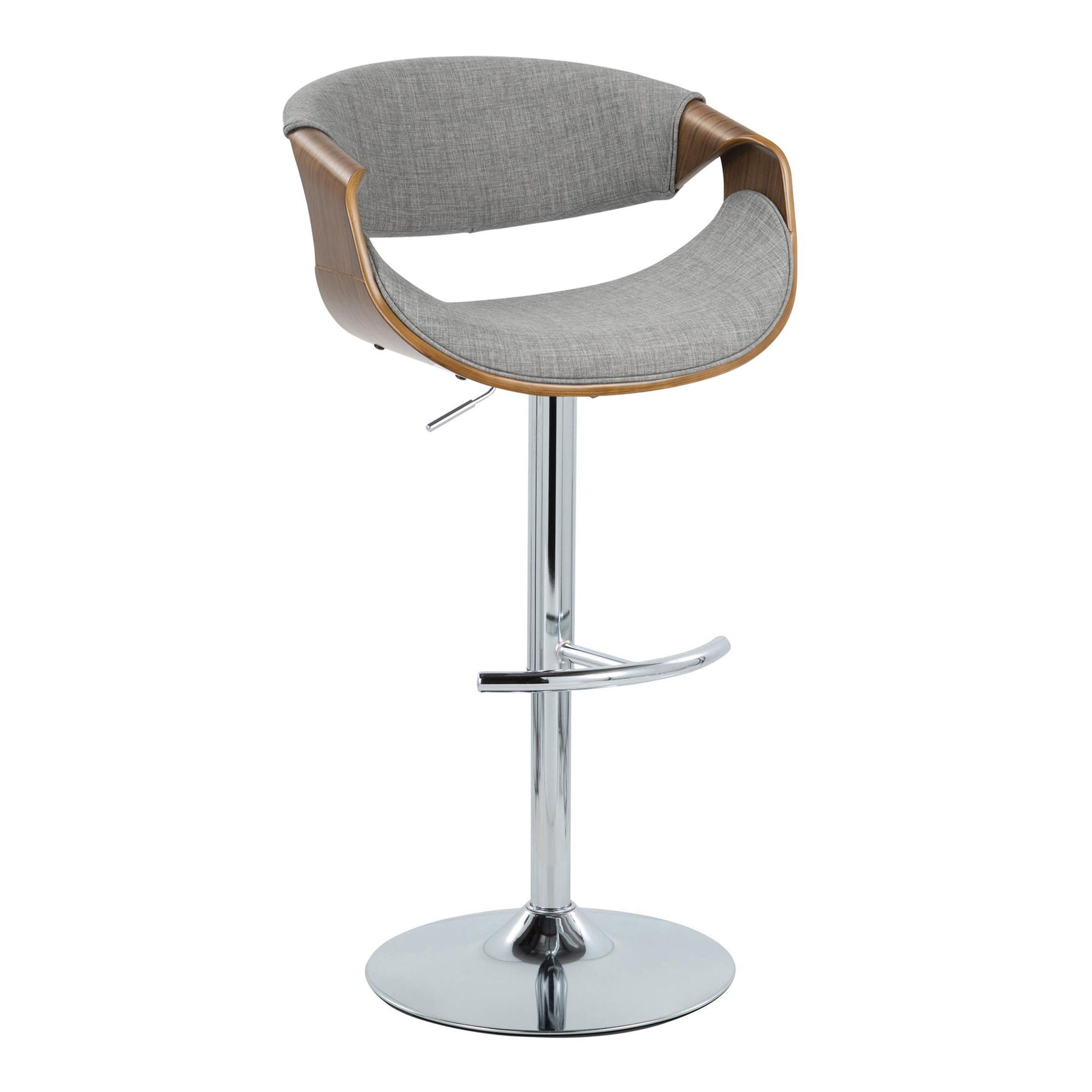Curvo - Mid Century Modern Adjustable Barstool With Swivel With Rounded T Footrest (Set of 2) - Best Buy Furniture