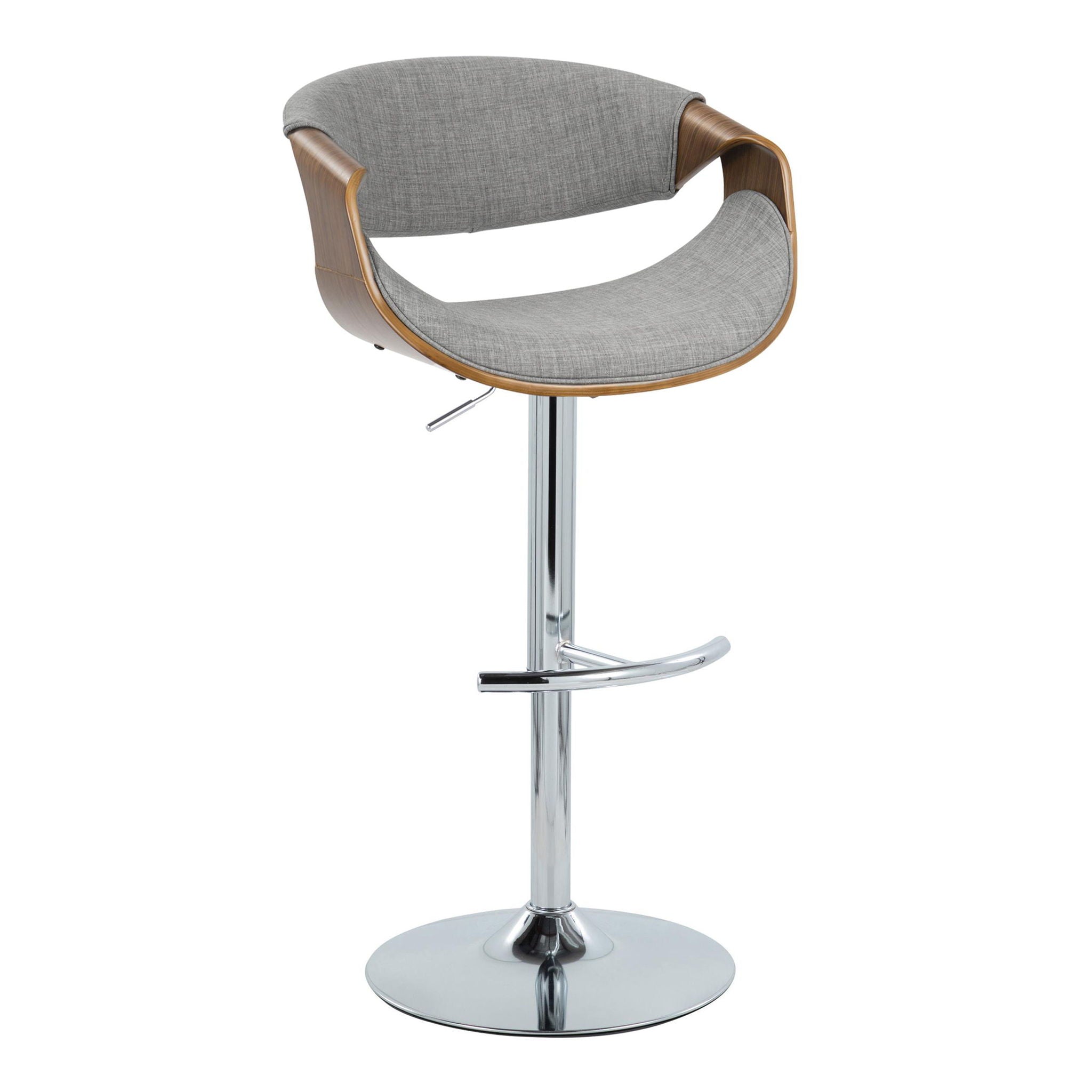 Curvo - Mid Century Modern Adjustable Barstool With Swivel With Rounded T Footrest (Set of 2) - Best Buy Furniture