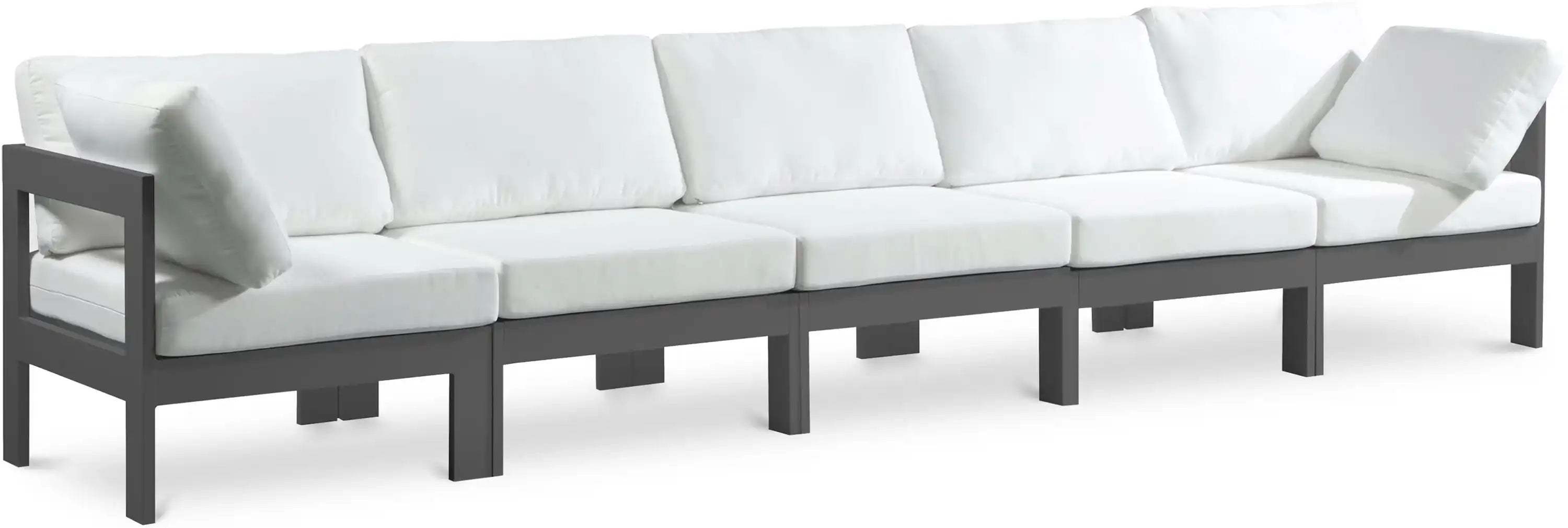Nizuc - Outdoor Patio 5 Seat Modular Sofa With Gray Frame - Best Buy Furniture