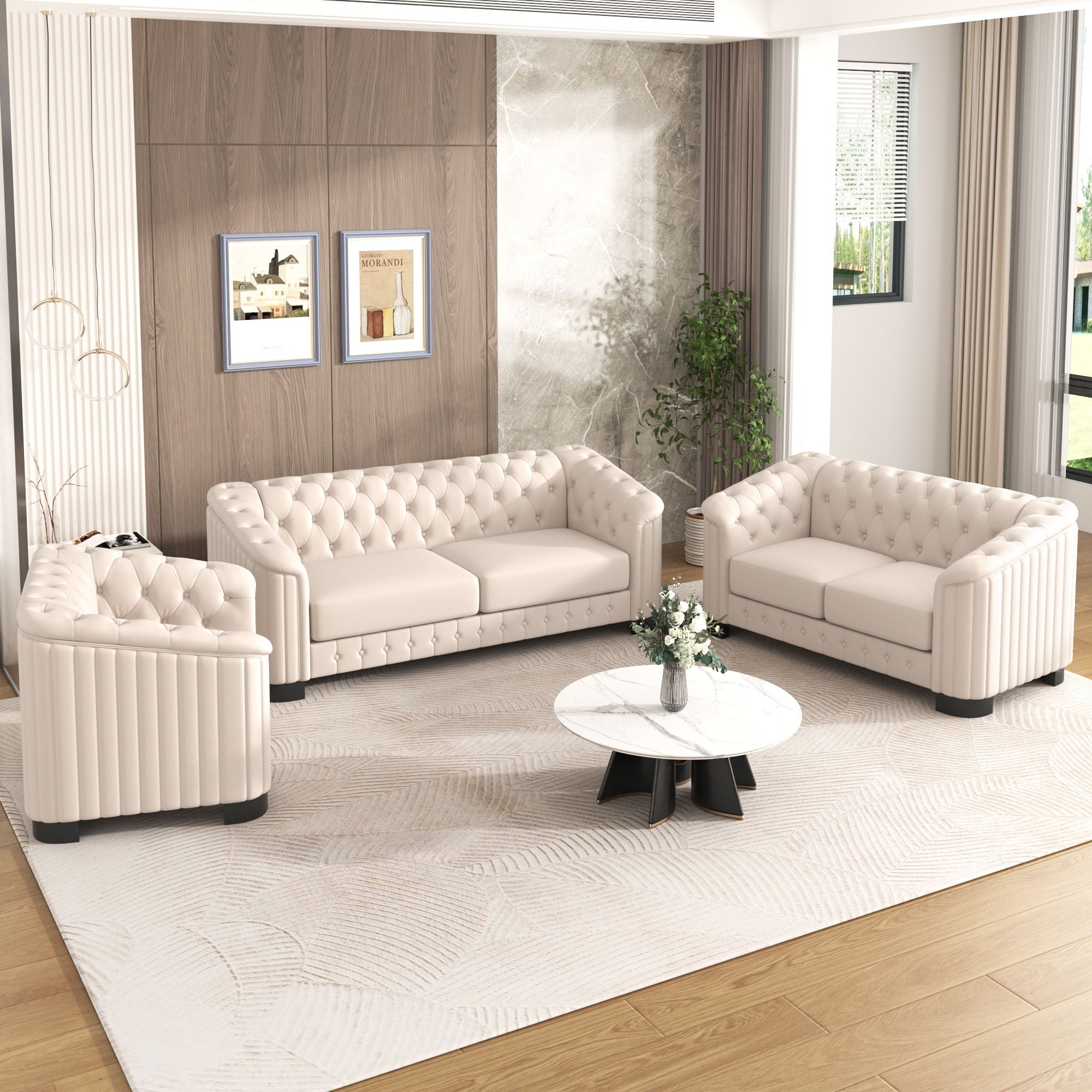 Upholstered 3 Piece Sofa Set With Legs - Best Buy Furniture