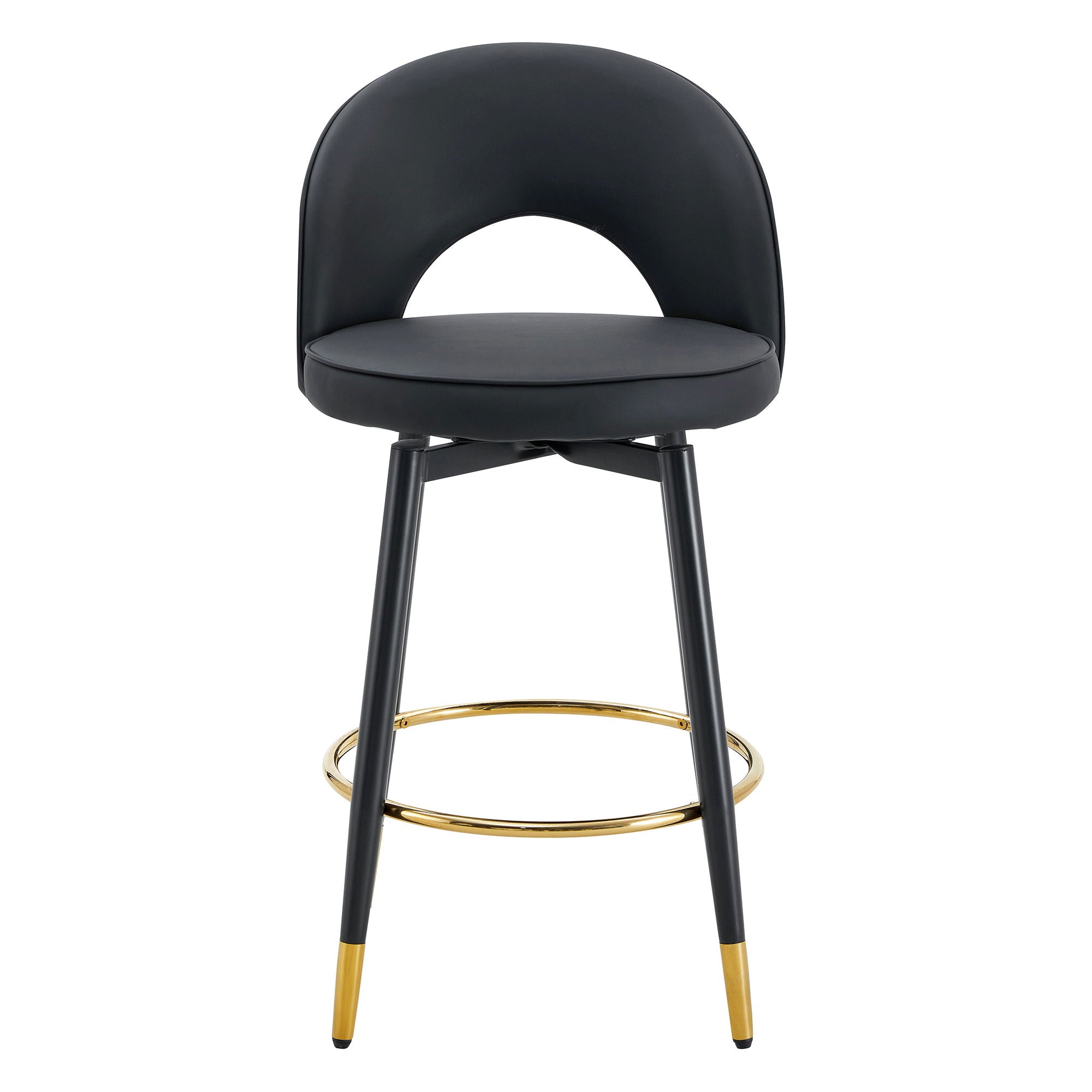 Modern Upholstered 360° Rotatable Bar Chair With Metal Legs For Dining Room (Set of 2) - Best Buy Furniture