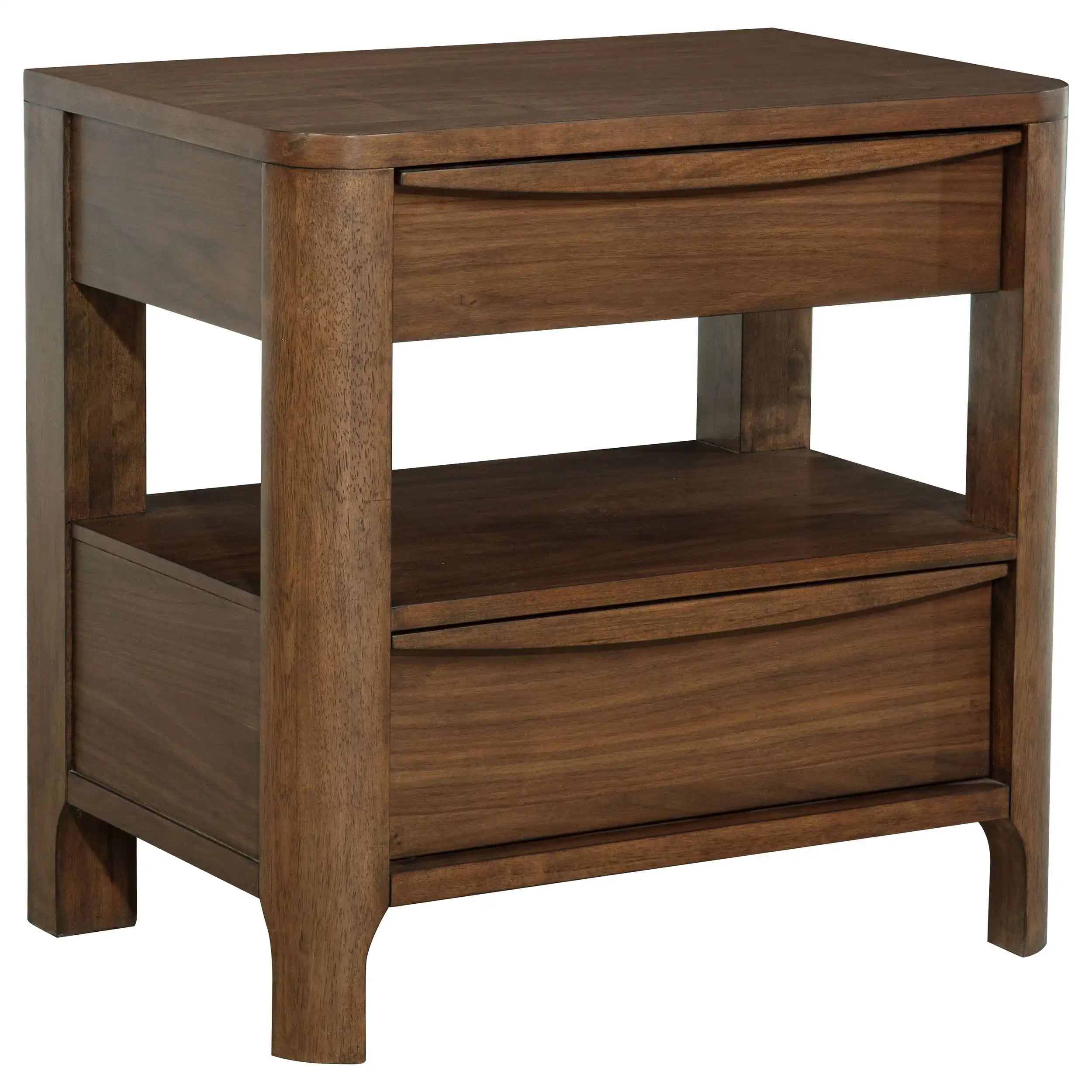 Maderia - 2-Drawer Nightstand Bedside Table - Walnut - Best Buy Furniture