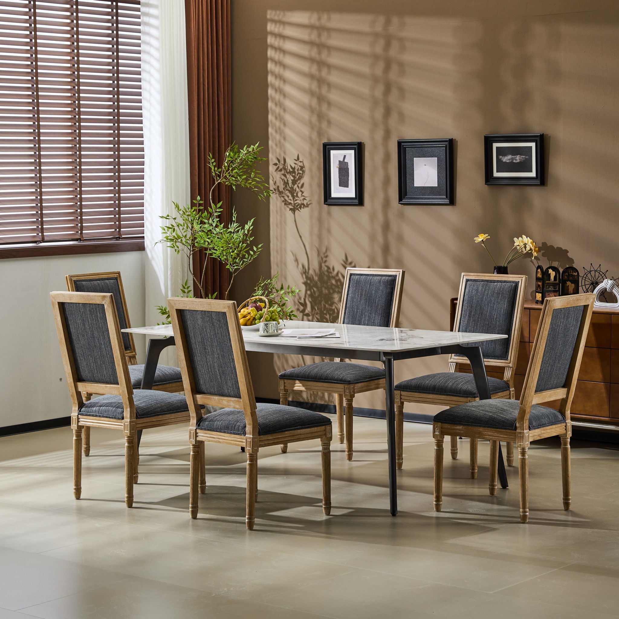 French Country Style Dining Chair With Upholstered Seating And Fluted Legs - Best Buy Furniture