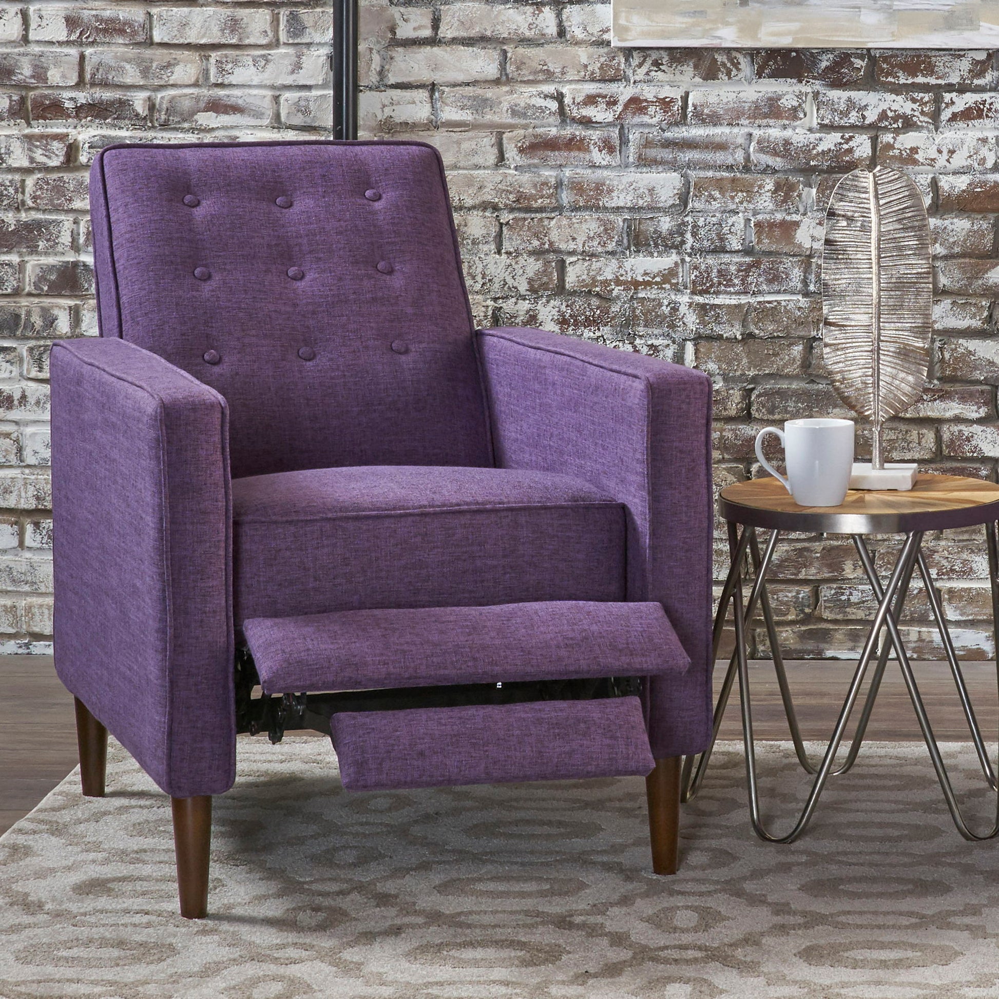 Mid-Century Modern Recliner With Button Tufted Waffle Stitch - Best Buy Furniture