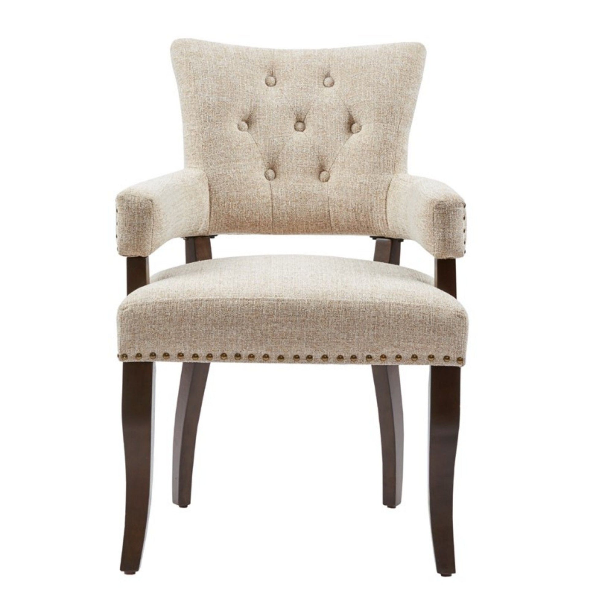Brooklyn - Dining Arm Chair With Button Tufted Back (Set of 2) - Cream - Best Buy Furniture