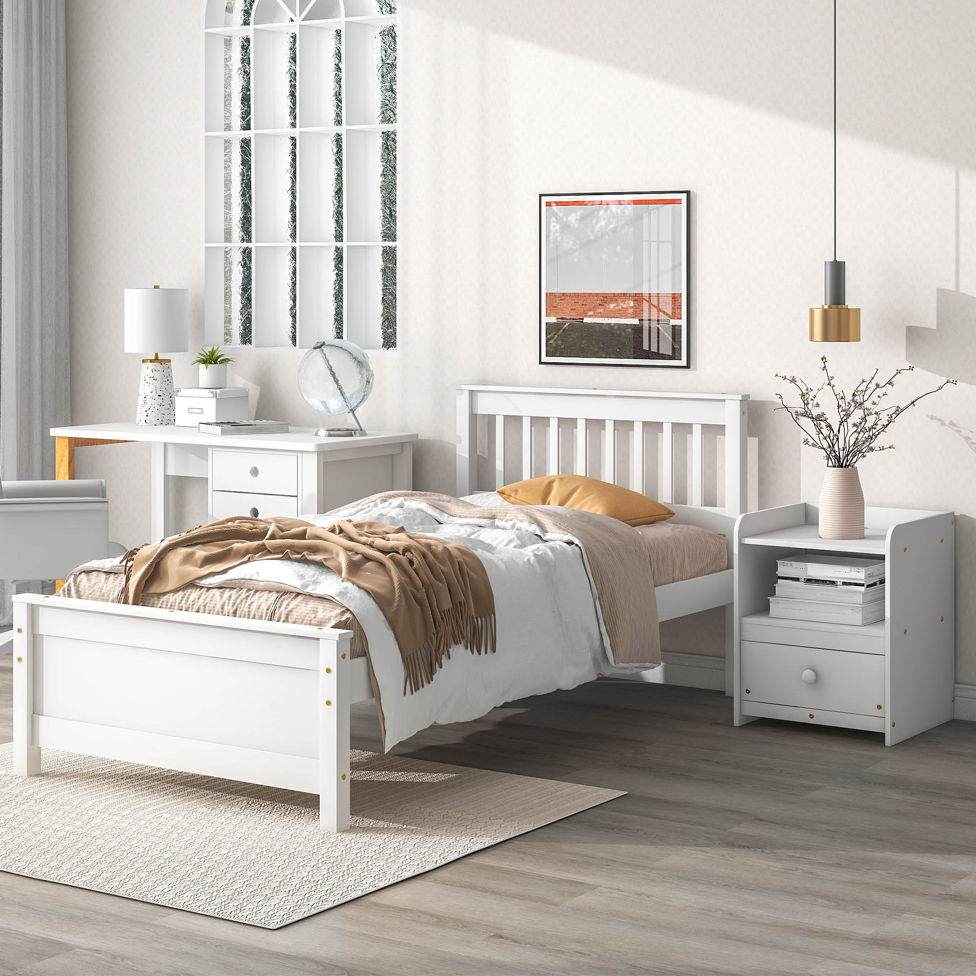 Bed With Headboard And Footboard For Kids, Teens, Adults, With A Nightstand - Best Buy Furniture