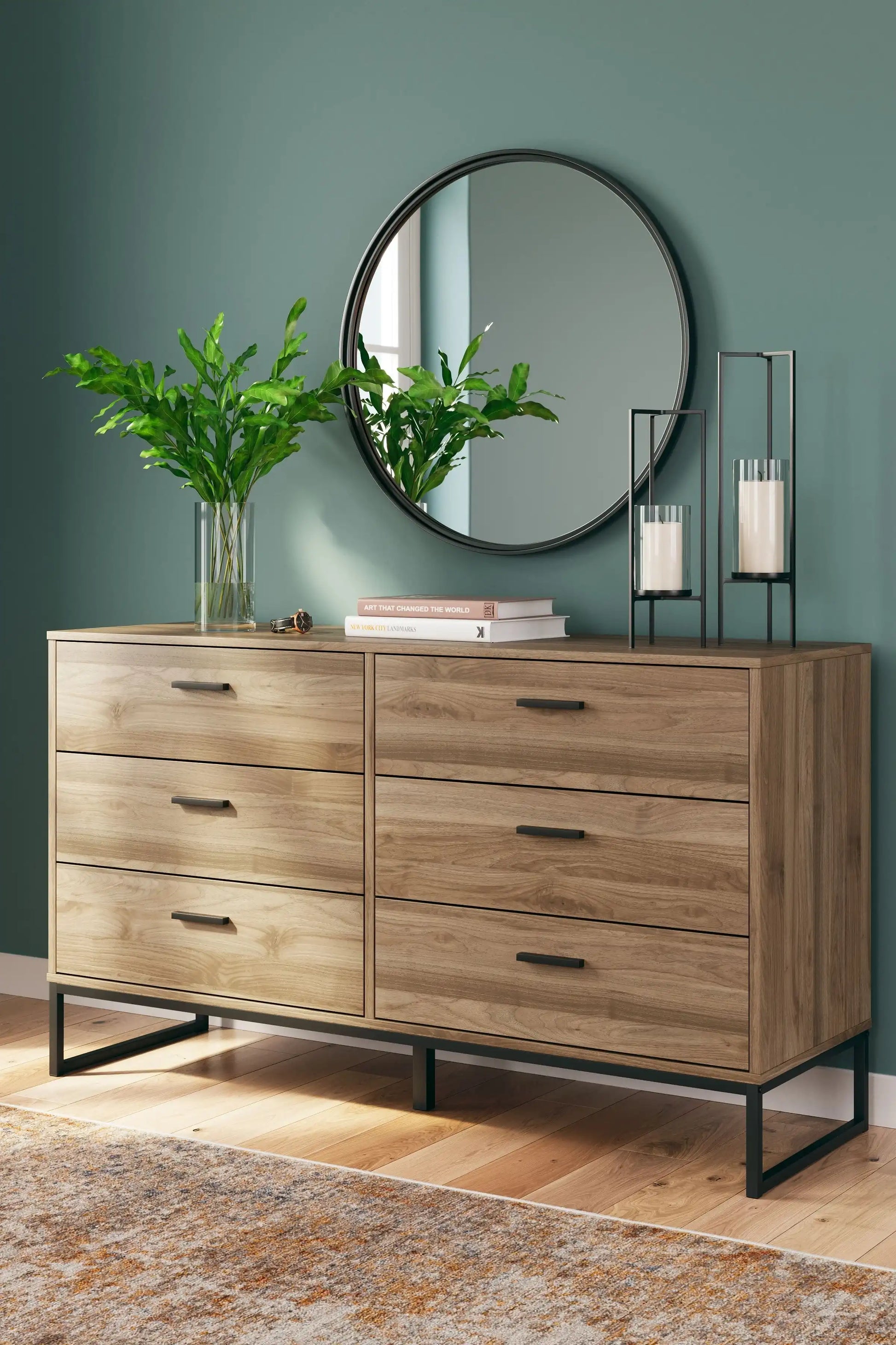 Deanlow - Six Drawer Dresser - Honey - Best Buy Furniture