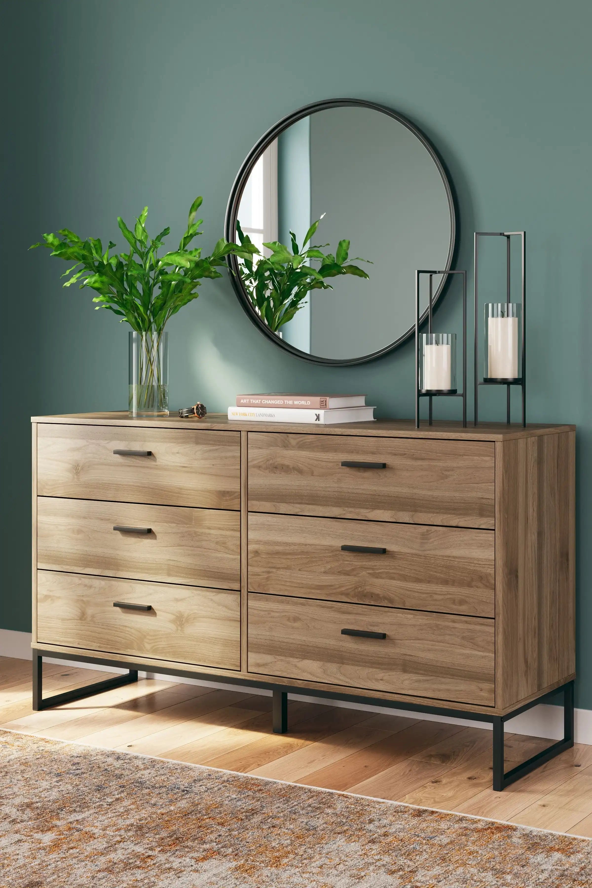 Deanlow - Six Drawer Dresser - Honey - Best Buy Furniture