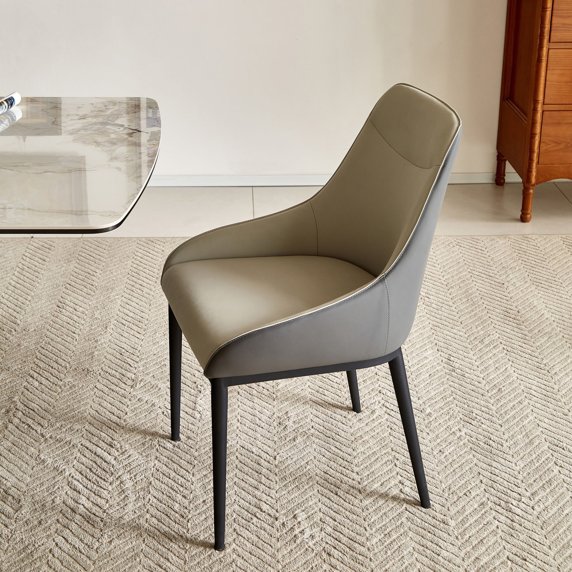 Modern Dining Chair Set Upholstered Seats Steel Metal Legs 2 Tone Contemporary Kitchen Living Room Furniture (Set of 2) - Black / Gray - Best Buy Furniture