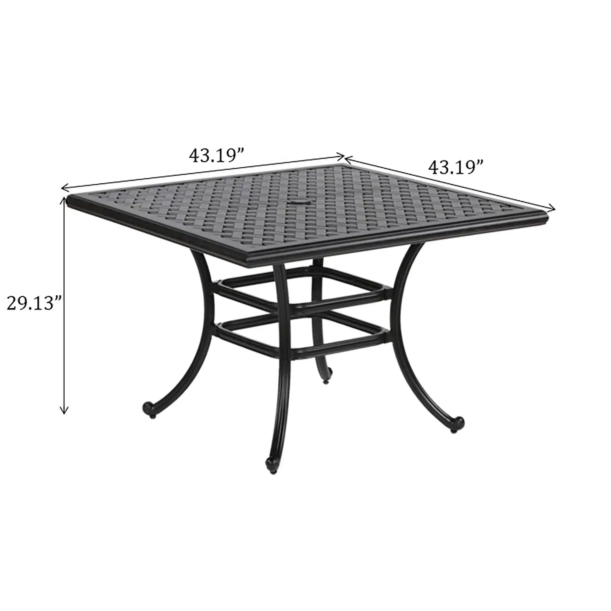 Square 4 Person 43.19" Long Aluminum Dining Set With Cushions - Best Buy Furniture