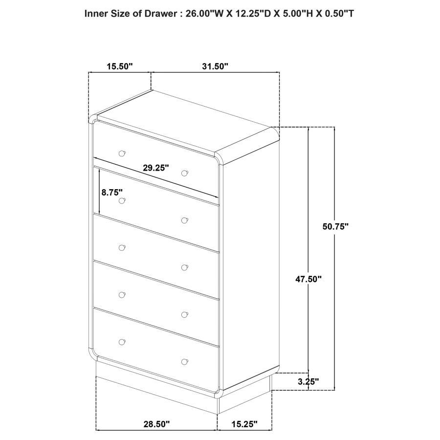 Cavelle - 5-Drawer Chest Of Drawers - Black - Best Buy Furniture