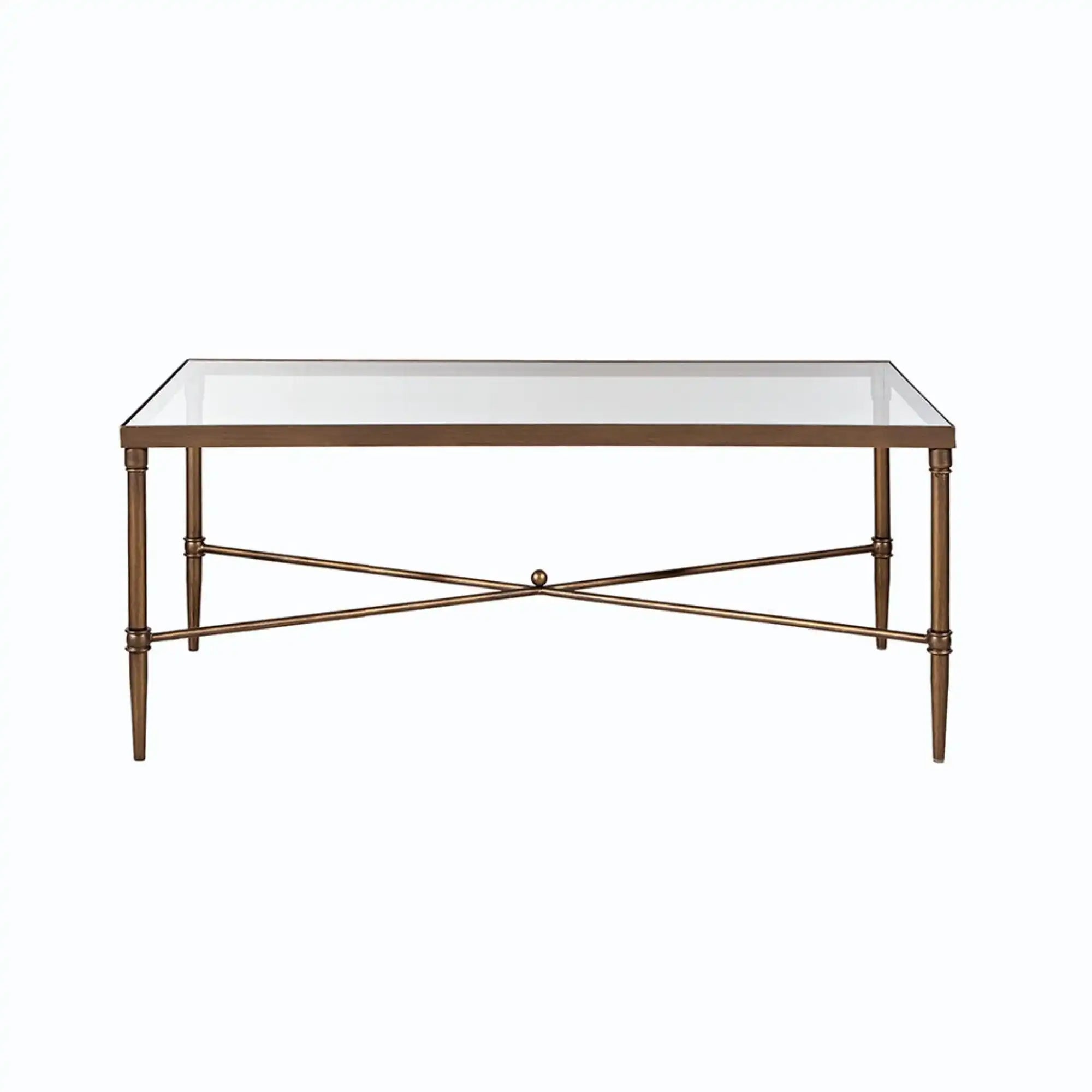 Metal Rectangle Coffee Table With Tempered Glass Top - Bronze - Best Buy Furniture