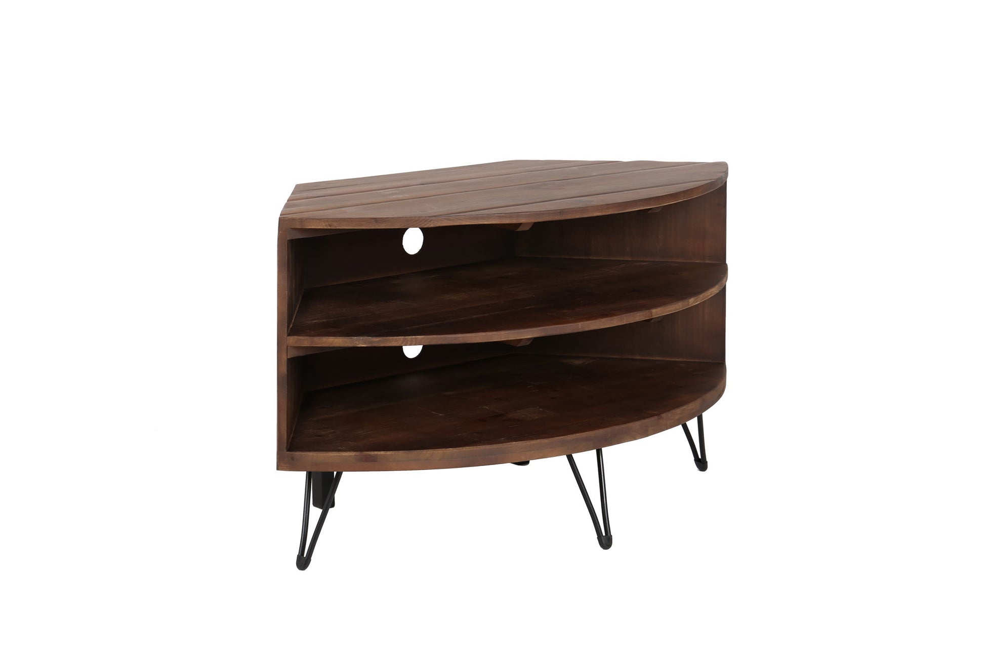 Fan Shape Reclaimed Wood Corner Media Table For Living Room Wise Use Your Space - Natural - Best Buy Furniture