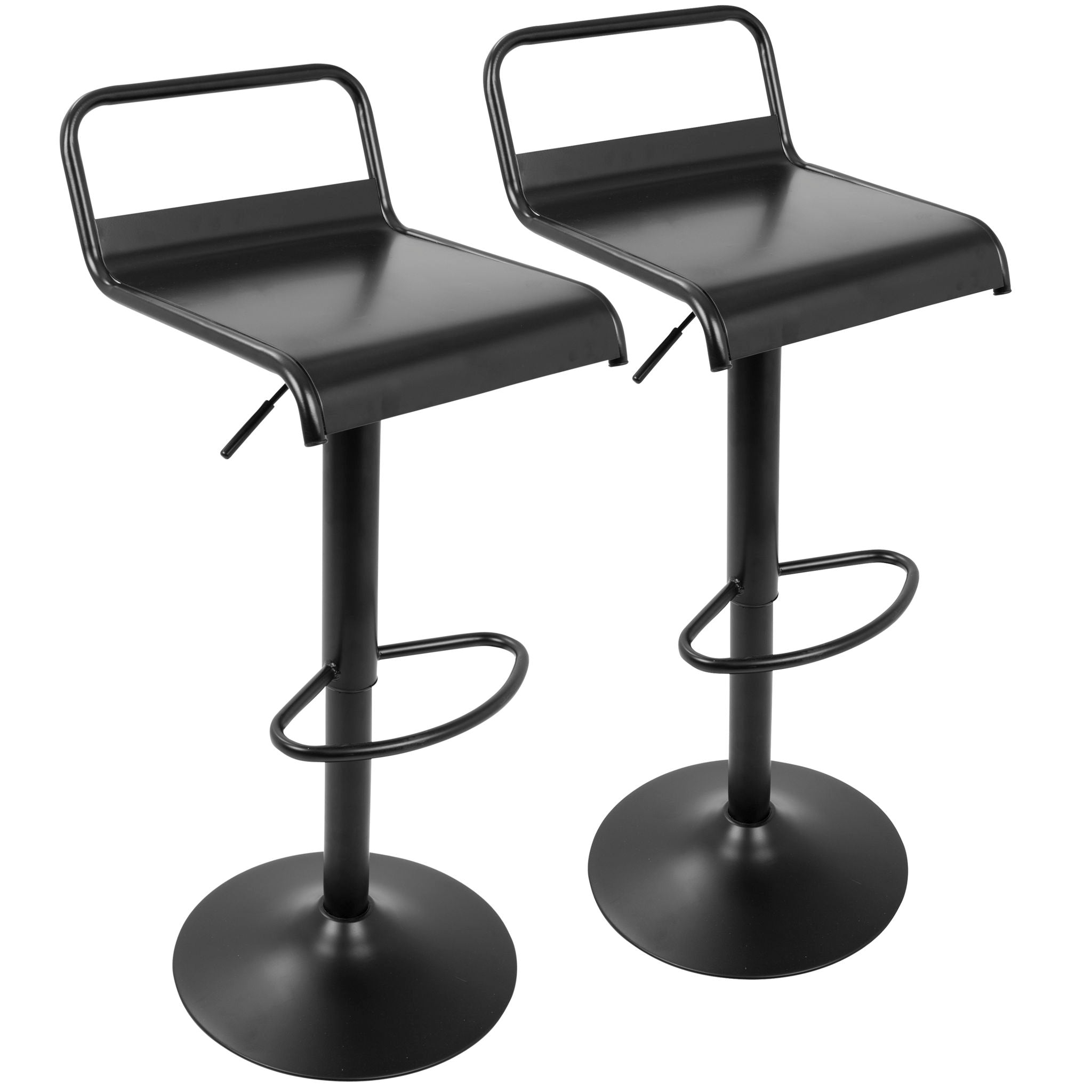 Emery - Industrial Adjustable Barstool With Swivel (Set of 2) - Black - Best Buy Furniture