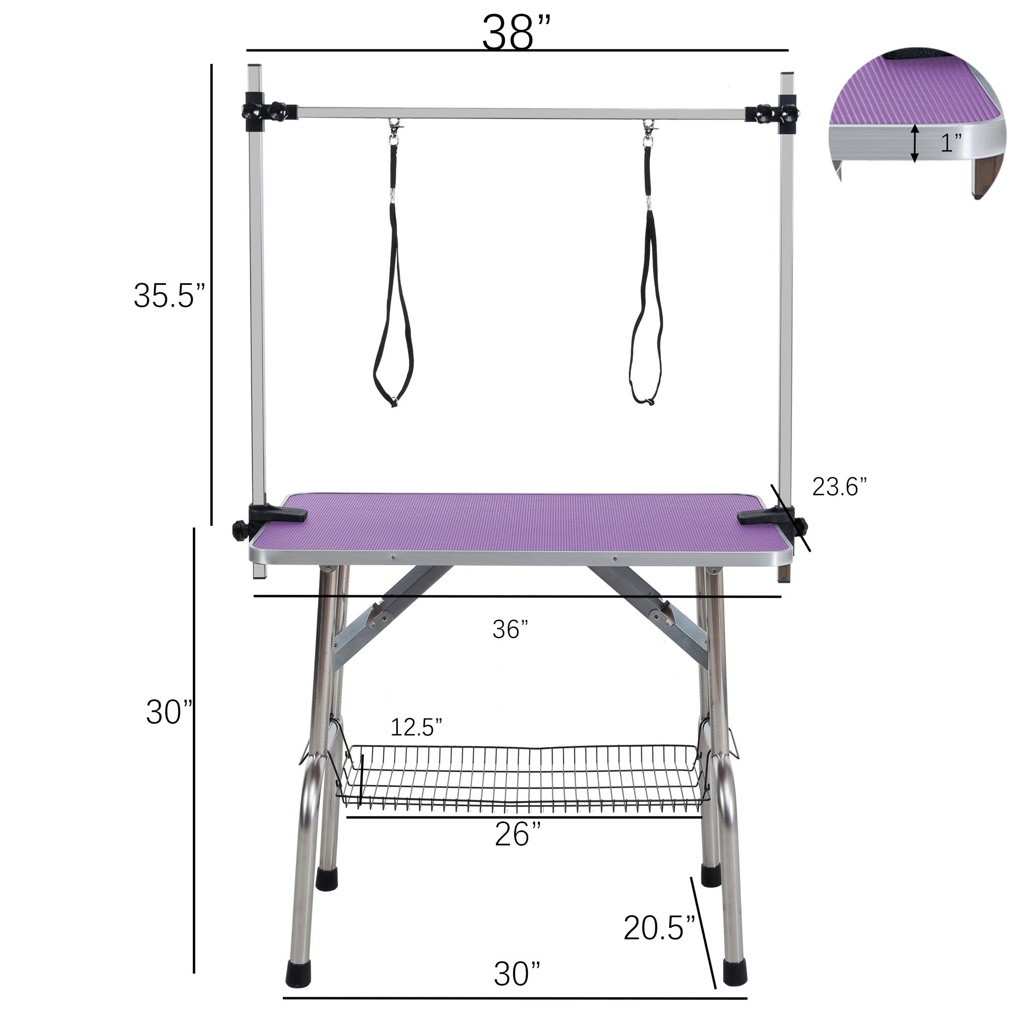 Folding Dog Pet Grooming Table Stainless Steel Frame Rubber Mat On Board With Adjustable Arm And Clamps Pet Dog Cat Grooming Table - Best Buy Furniture