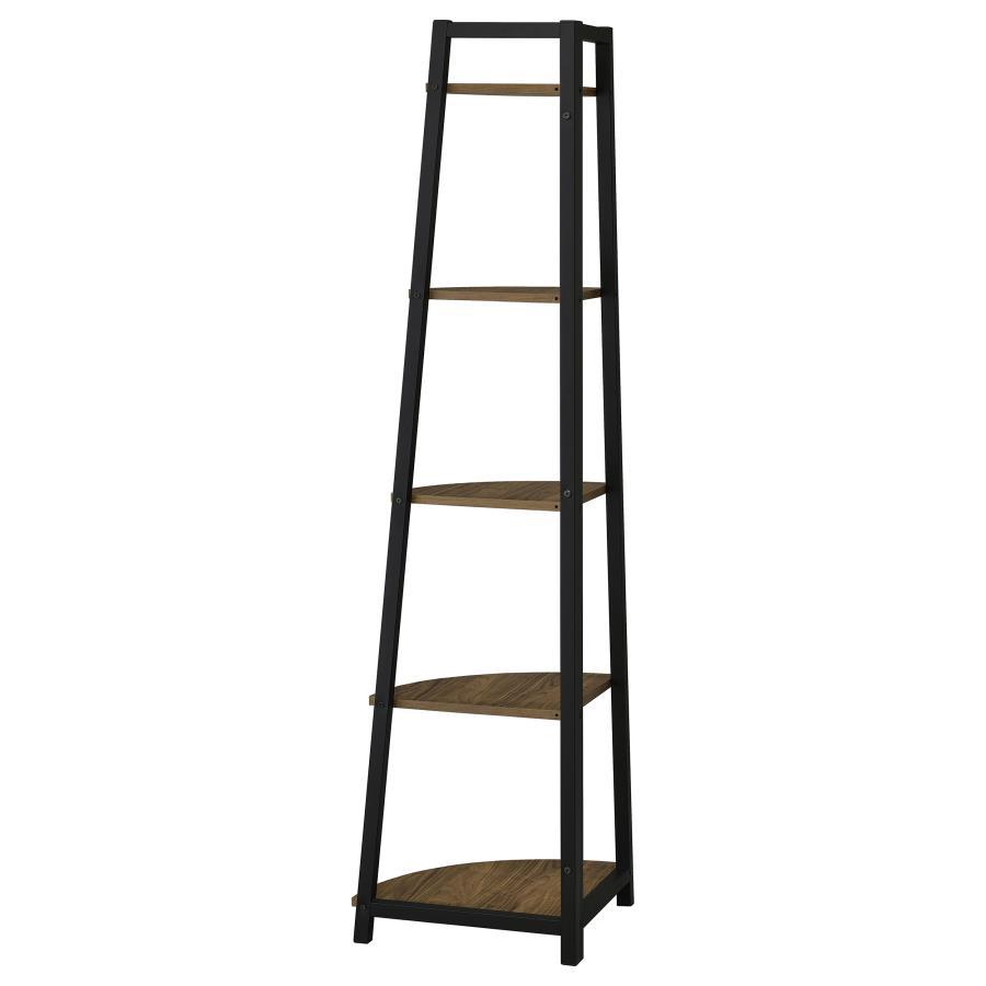 Jacksonville - 5-Shelf Bookshelf - Black And Aged Walnut - Best Buy Furniture