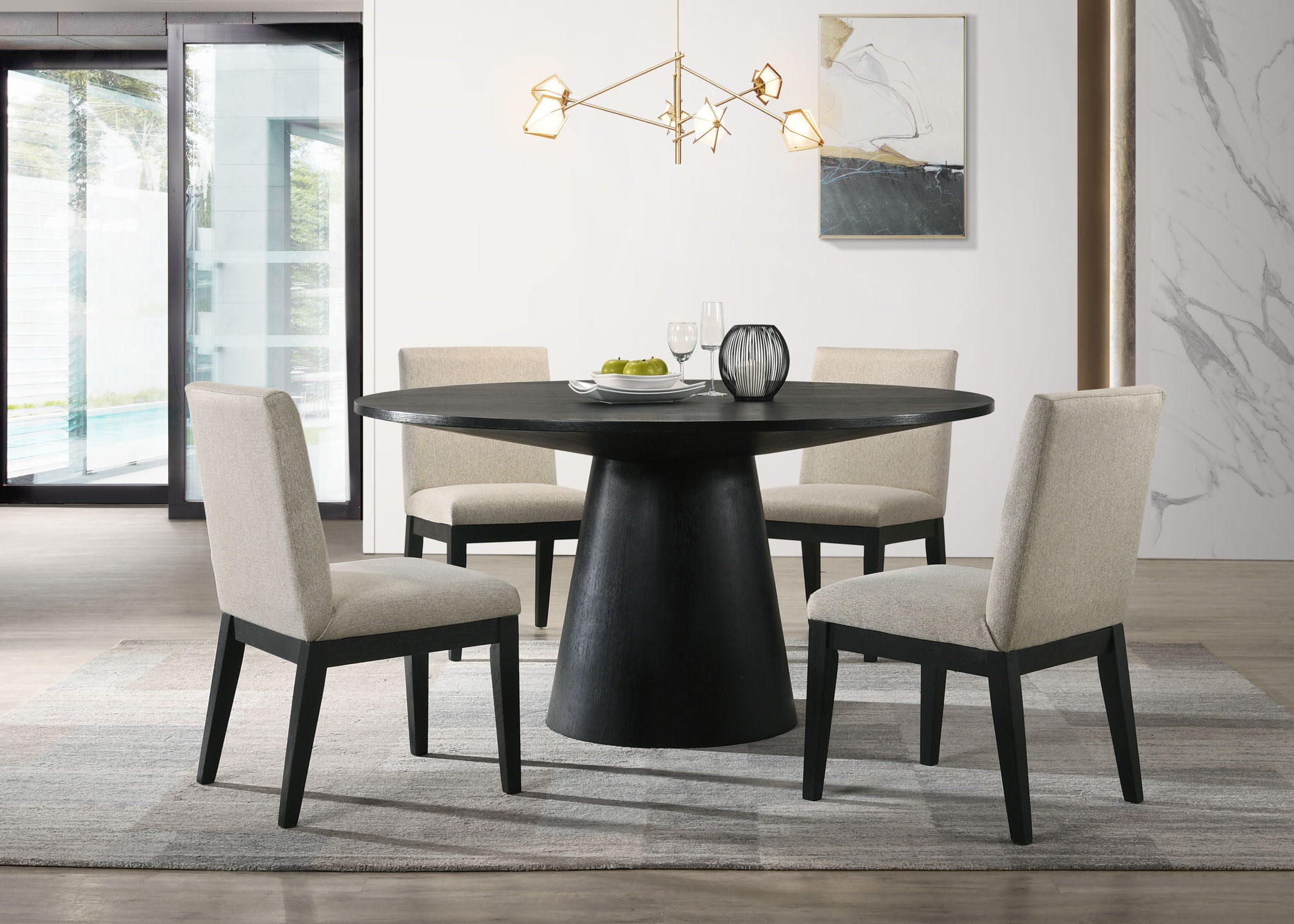 Jasper - Wide Contemporary Round Dining Table Set - Best Buy Furniture