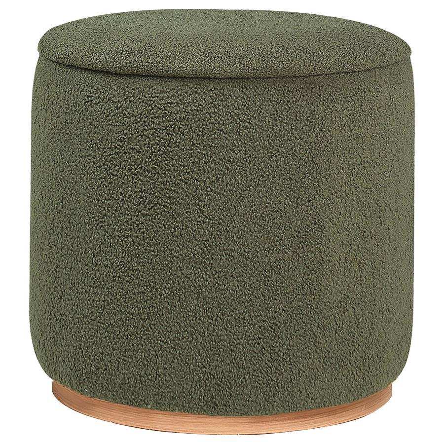Zena - Faux Sheepskin Upholstered Round Ottoman - Best Buy Furniture