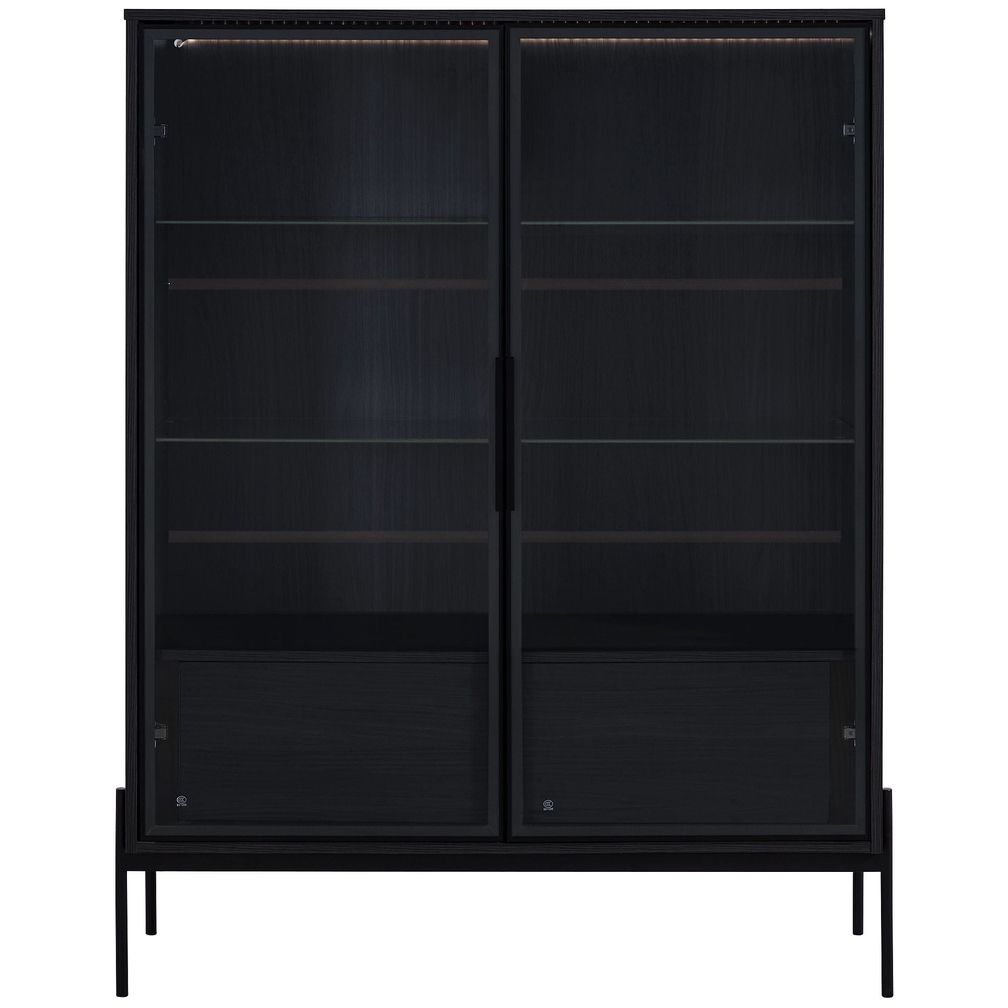 Modern Minimalist Style LED Curio Cabinet With Tempered Glass Door, Metal Legs - Best Buy Furniture