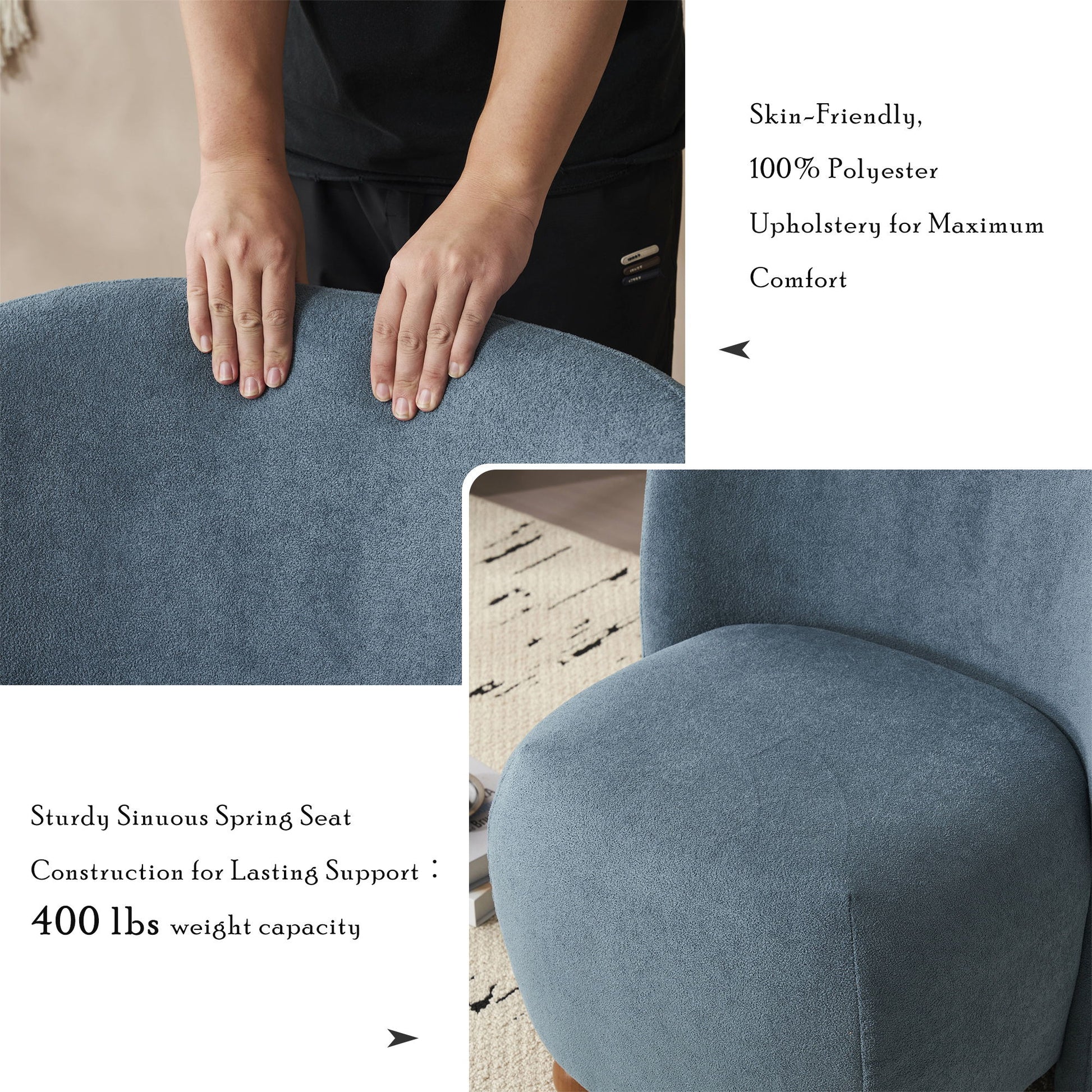 Modern Low Back Accent Upholstered Armless Living Room Chairs, Round Feet - Best Buy Furniture